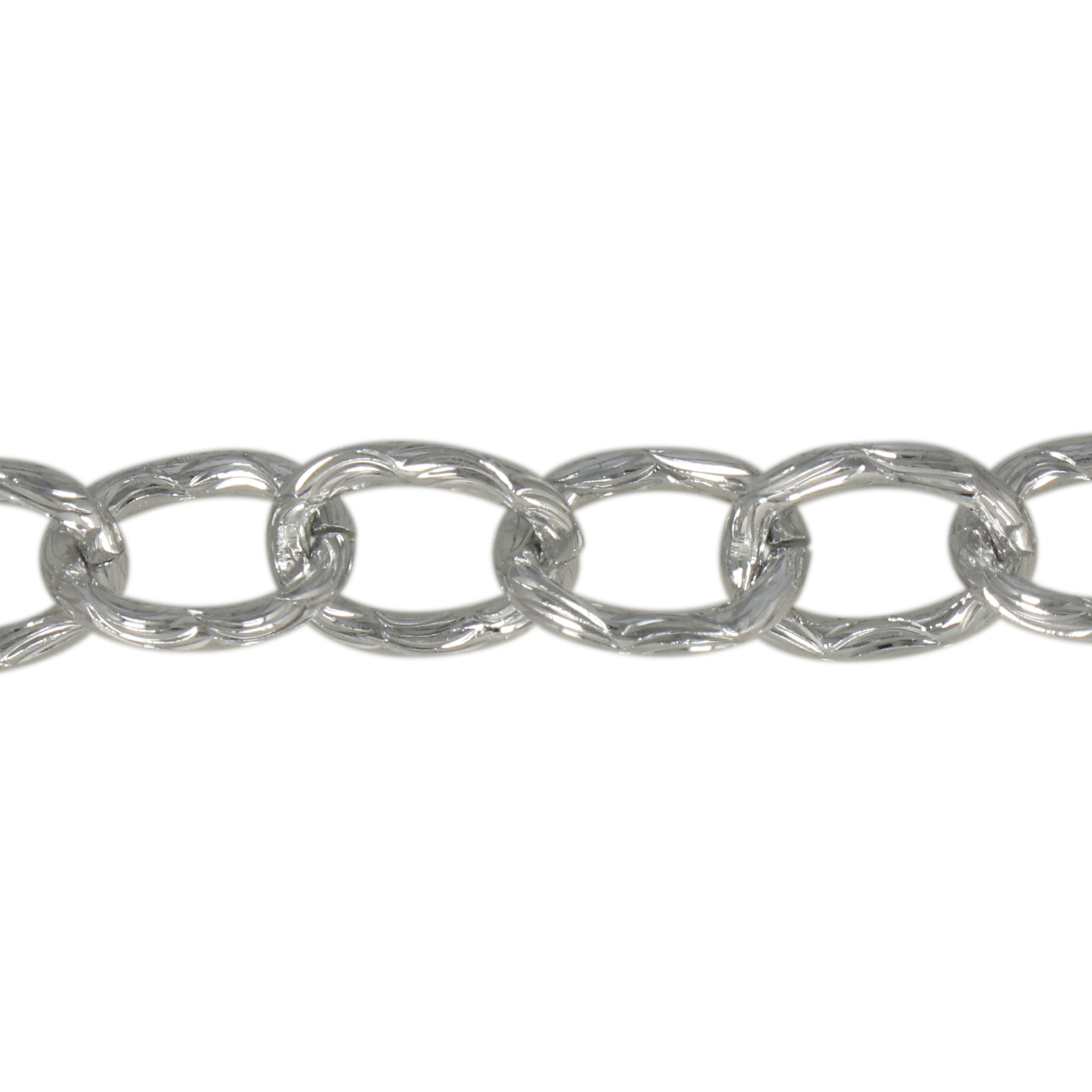 silver color aluminum chain - oval cable waved 14x10mm | 1mt