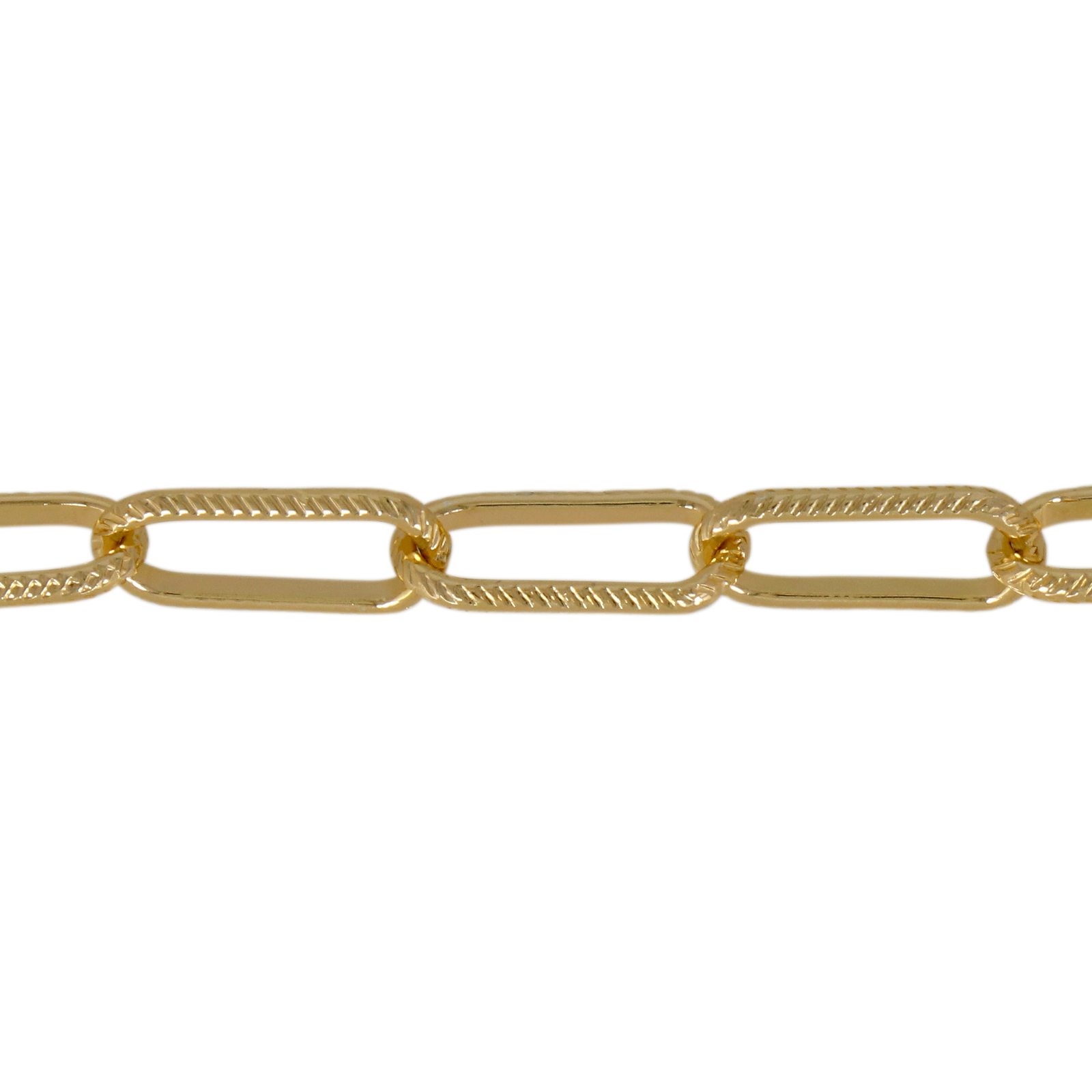 gold color aluminum chain - oval cable chevron cut 16x7mm | 1mt