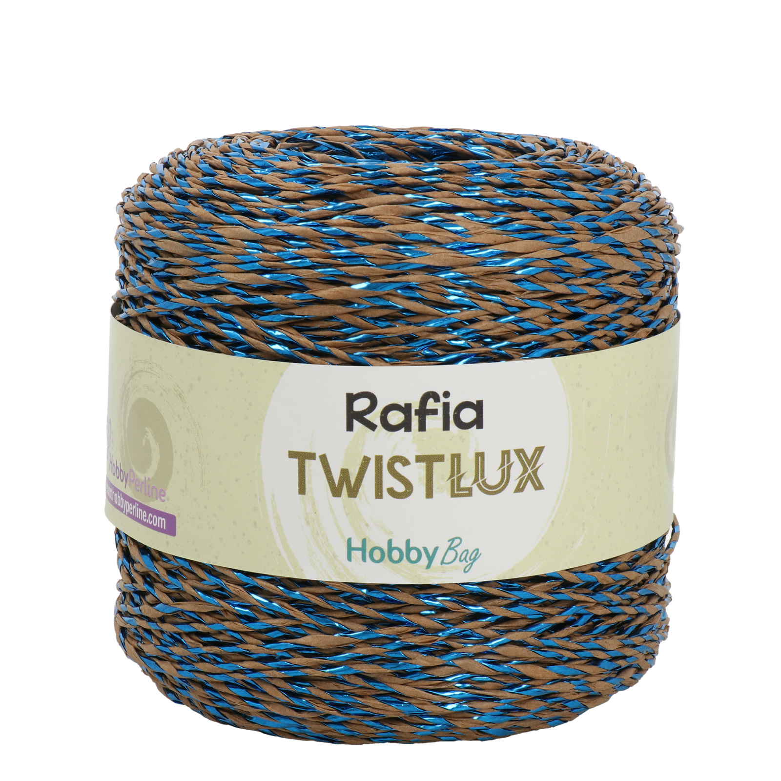 rafia twist lux hobbybag - natural/turquoise - 250gr (250mt) | 1pc