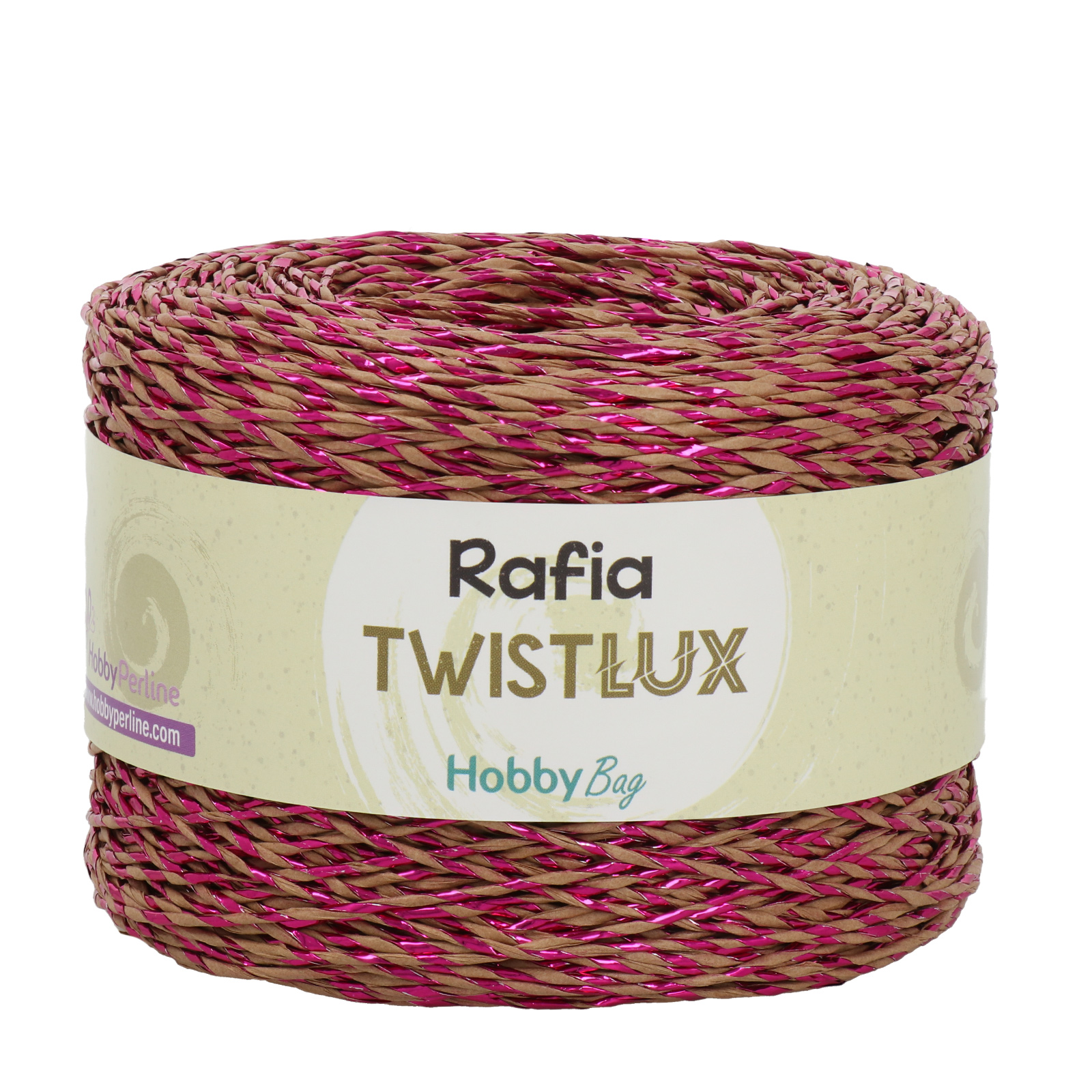 rafia twist lux hobbybag - natural/fuchsia - 250gr (250mt) | 1pc