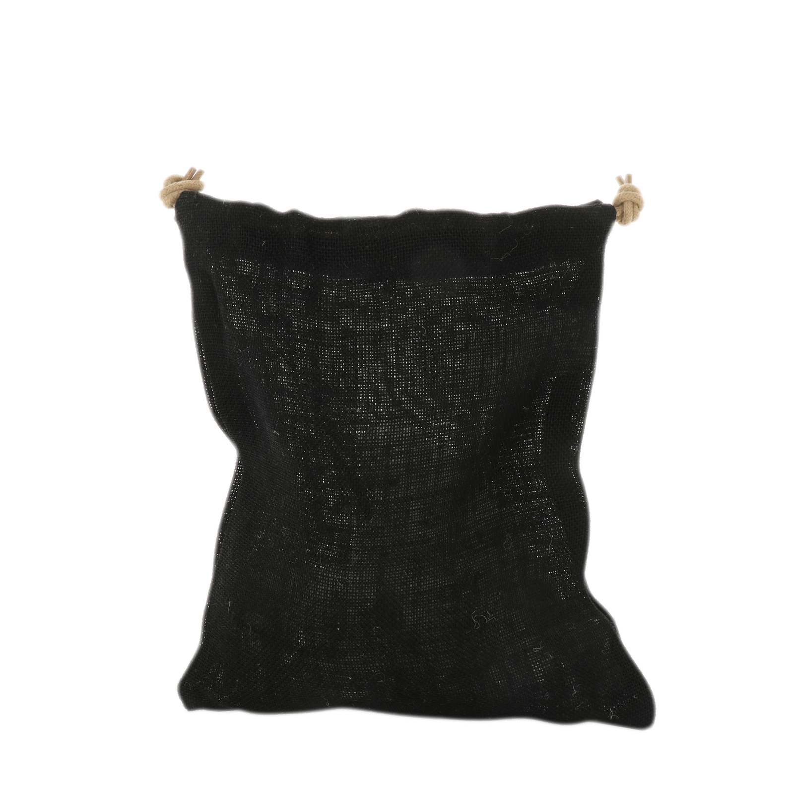 jute drawstring bag - black -30x25cm | 1pc