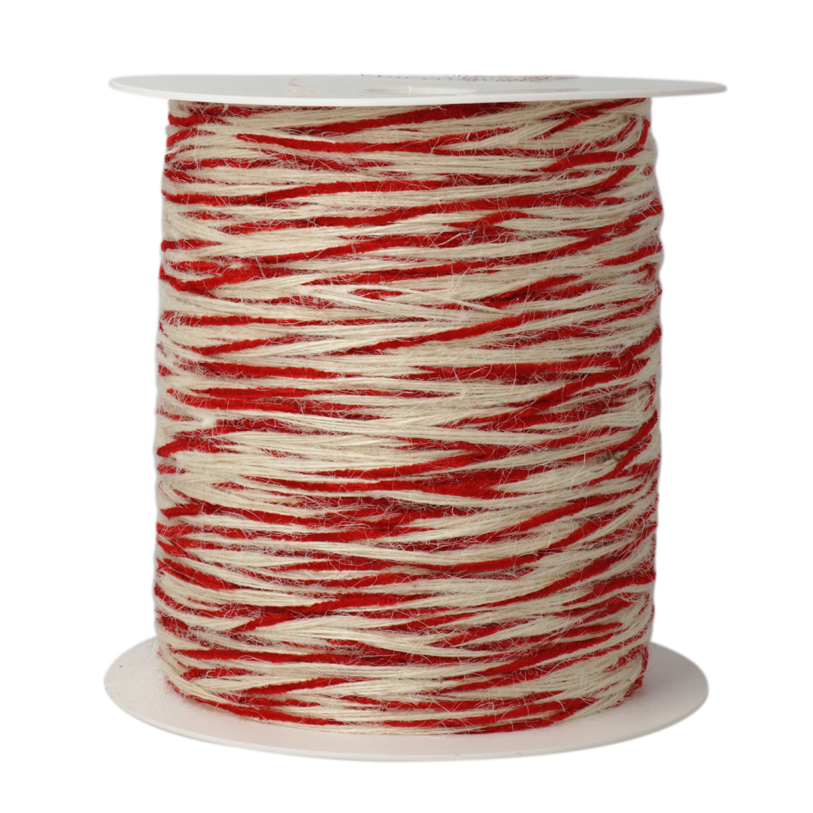 hobbybag jute-schnur mit chenille - weiß/rot - 500gr ca. | 1st