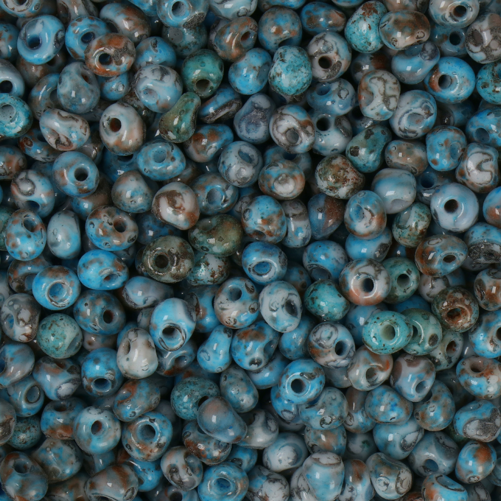 frizzy glass bead - blue mix - drop 4mm (300pc aprox.) | 30gr