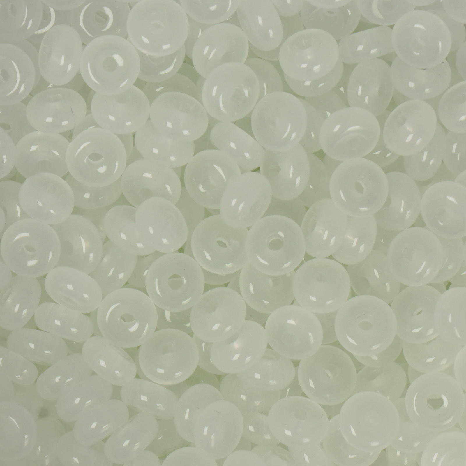 frizzy glass bead - opal white - roundelle 6x3mm (150pc aprox.) | 30gr