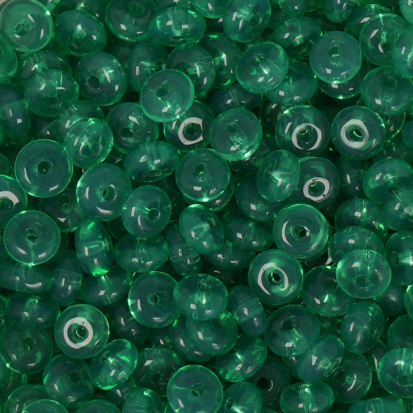 frizzy glass bead - emerald - roundelle 6x3mm (150pc aprox.) | 30gr