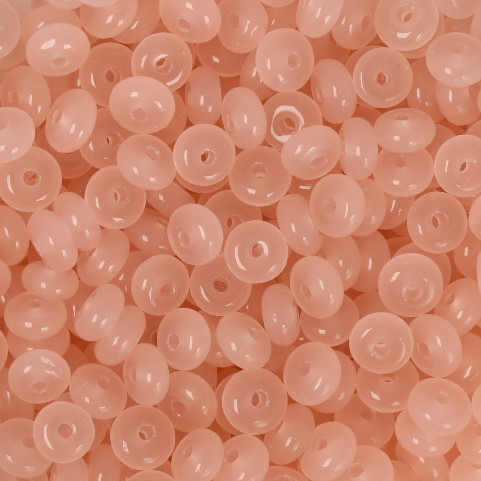 frizzy glass bead - opal pink - roundelle 6x3mm (150pc aprox.) | 30gr