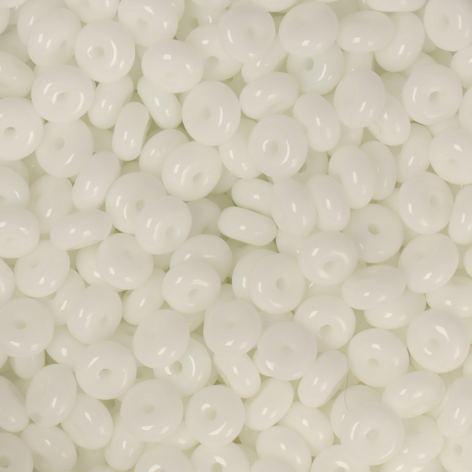frizzy glass bead - white - roundelle 6x3mm (150pc aprox.) | 30gr