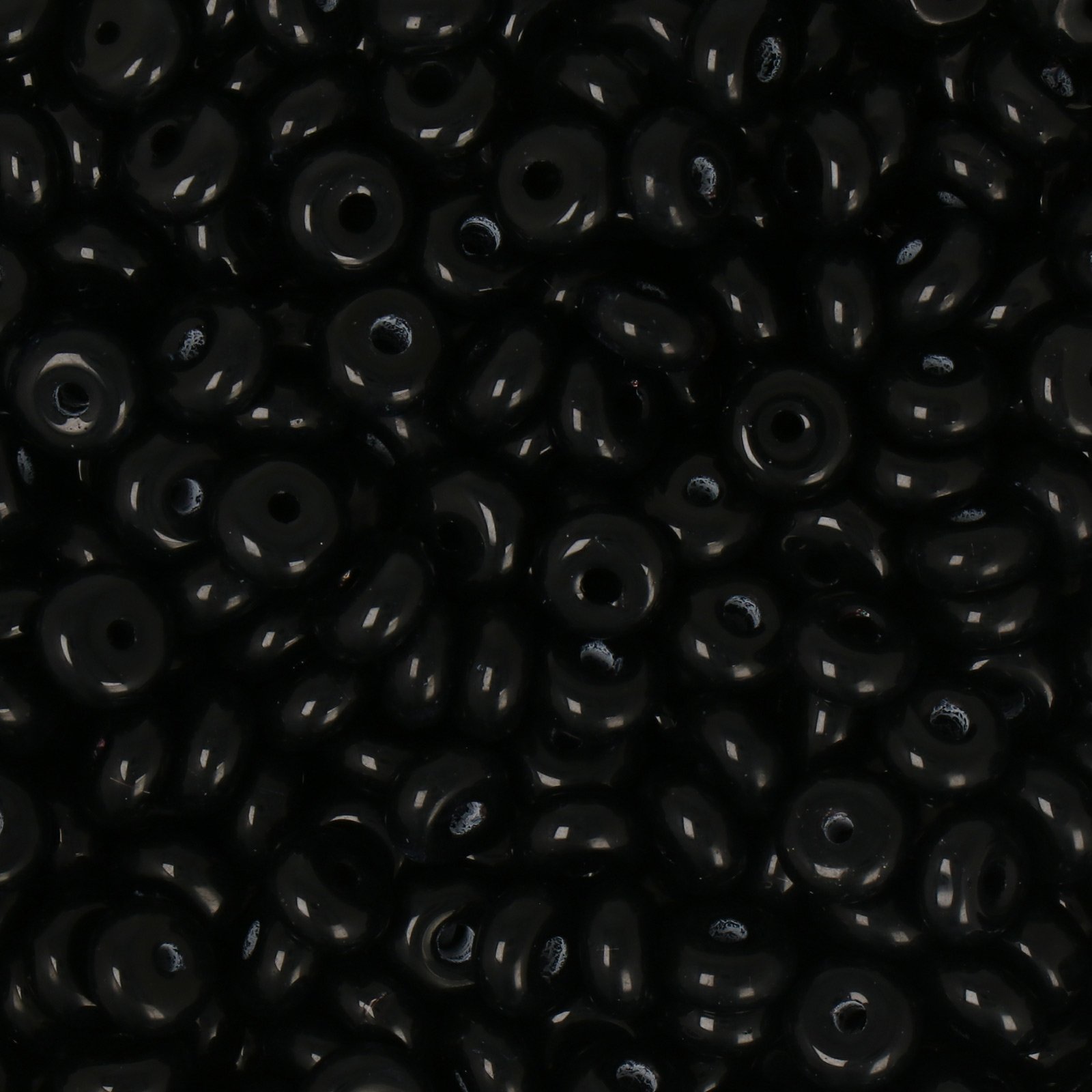 frizzy glass bead - black - roundelle 6x3mm (150pc aprox.) | 30gr