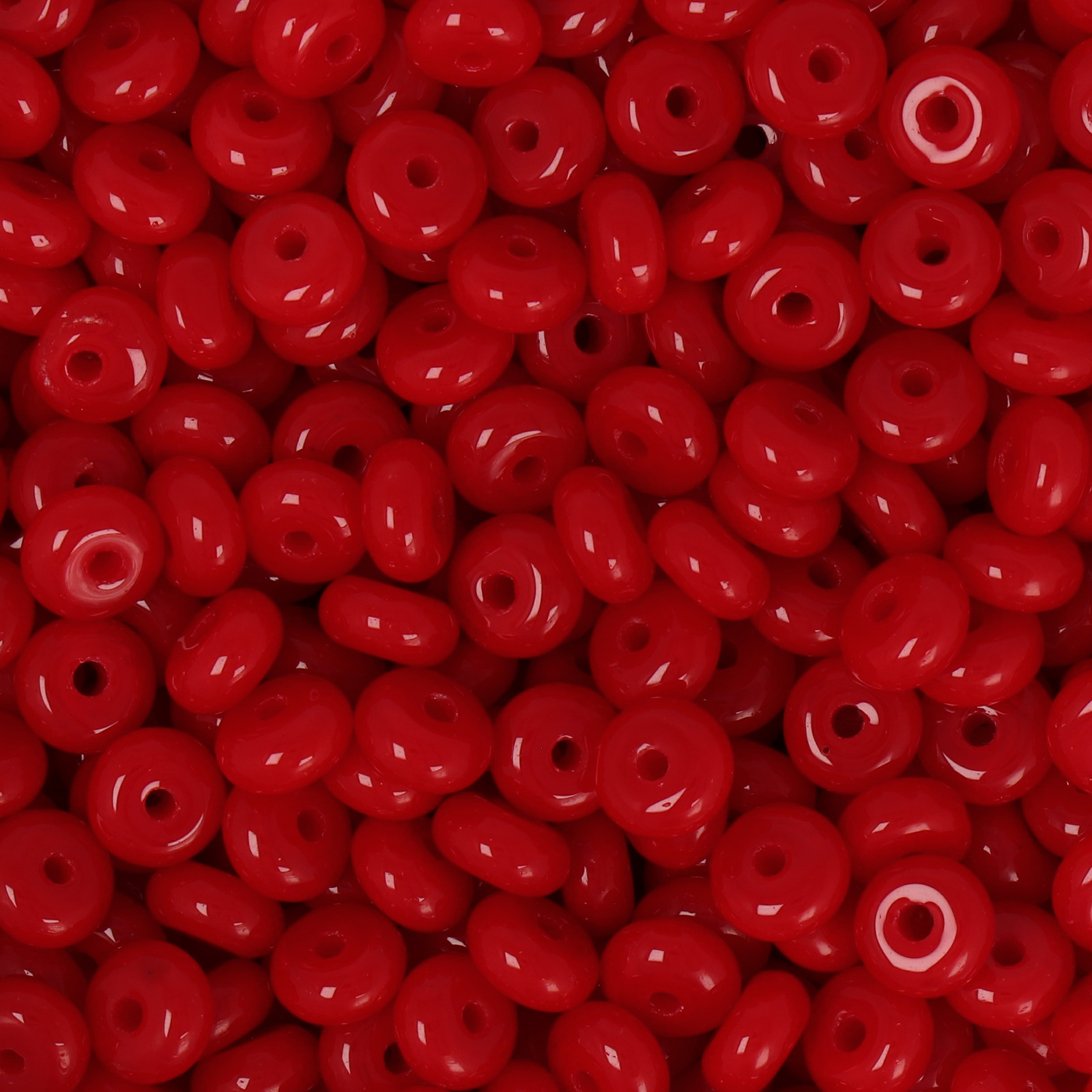 frizzy glass bead - red - roundelle 6x3mm (150pc aprox.) | 30gr