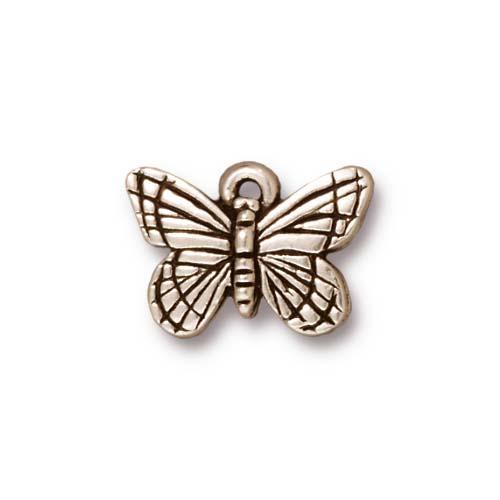 antique silver plated monarch charm 5x12mm | 1pc