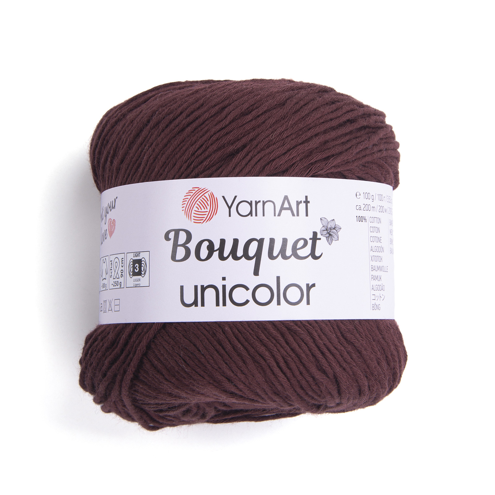 yarnart bouquet unicolor - cocoa (3209) - 100gr (200mt) | 1pc