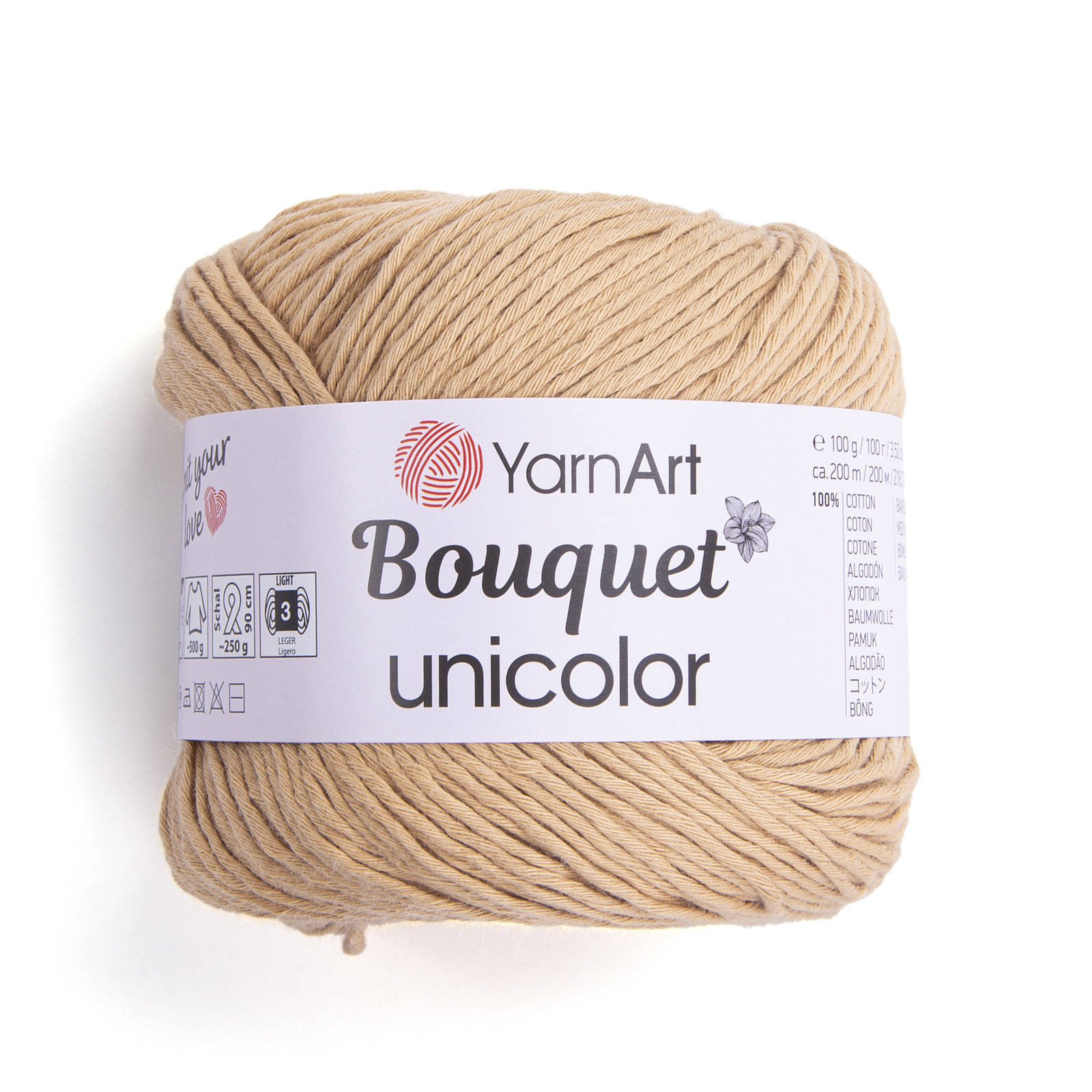 yarnart bouquet unicolor - beige (3206) - 100gr (200mt) | 1pc