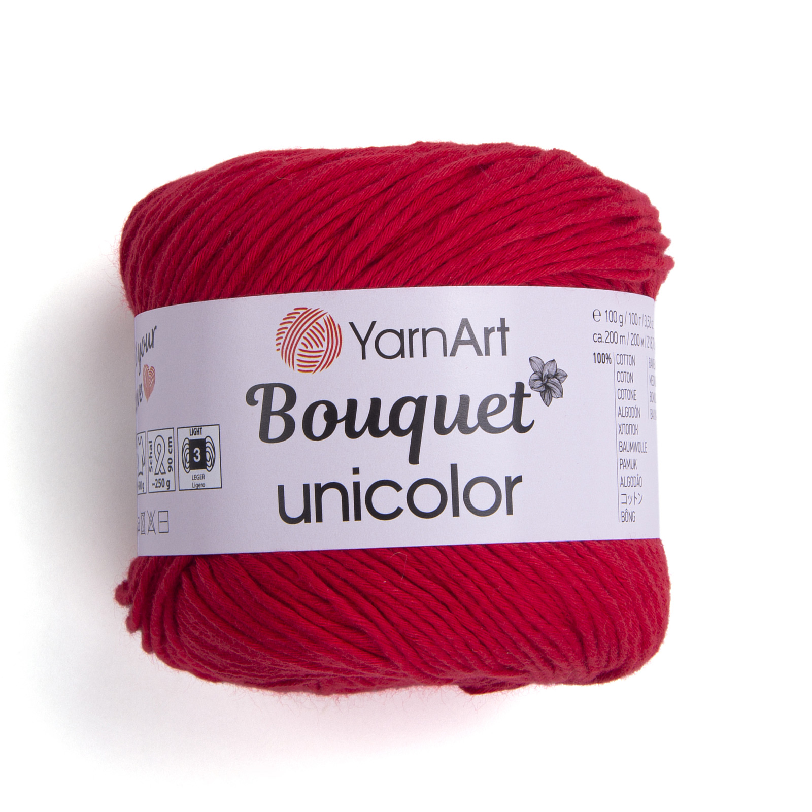 yarnart bouquet unicolor - red (3217) - 100gr (200mt) | 1pc