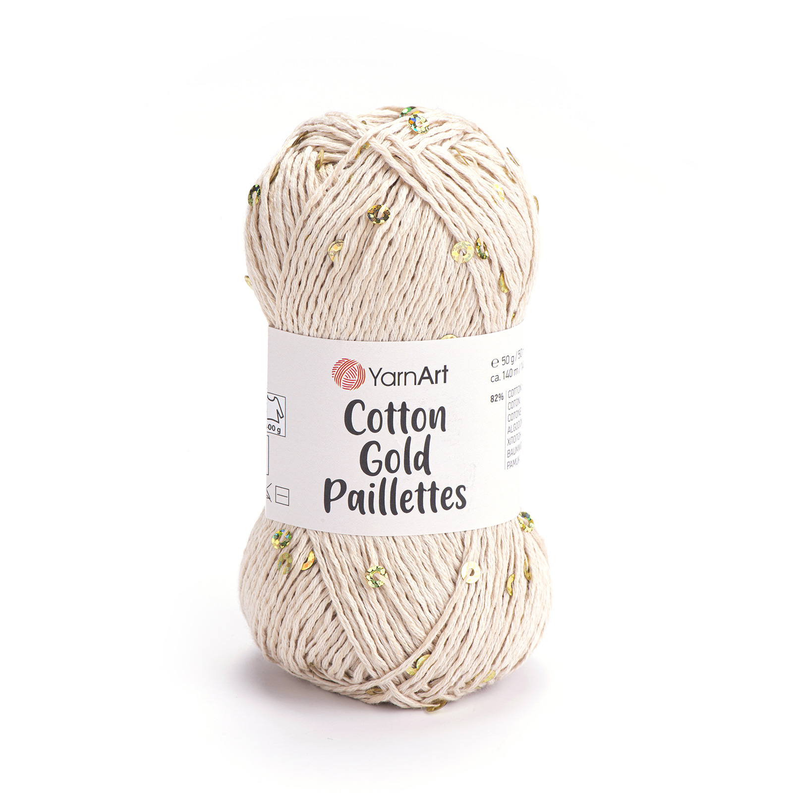 yarnart cotton gold paillettes - ecrù (7104) - 50gr (140mt) | 1pc