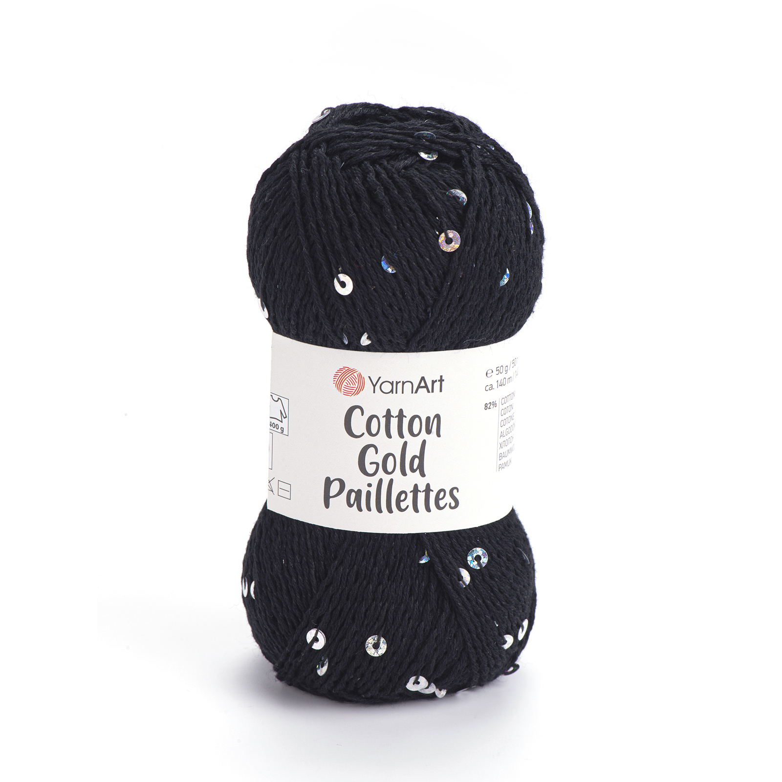 yarnart cotton gold paillettes - black (7101) - 50gr (140mt) | 1pc