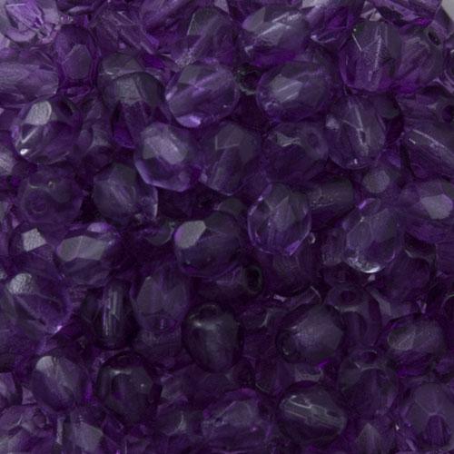 czech fire-polished round beads crystal coated sugar plum 4mm | 50pc