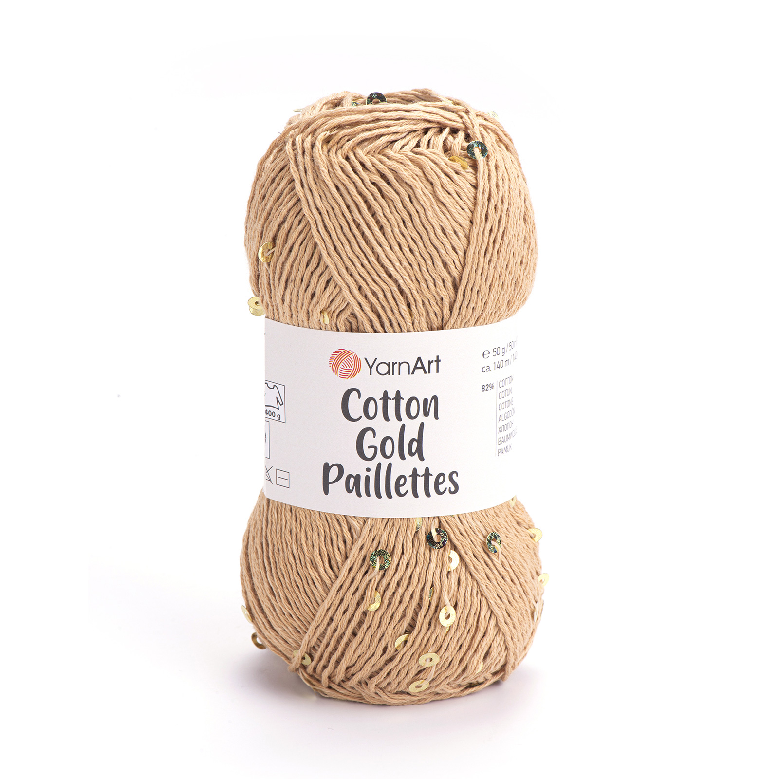 yarnart cotton gold paillettes - beige (7105) - 50gr (140mt) | 1pc