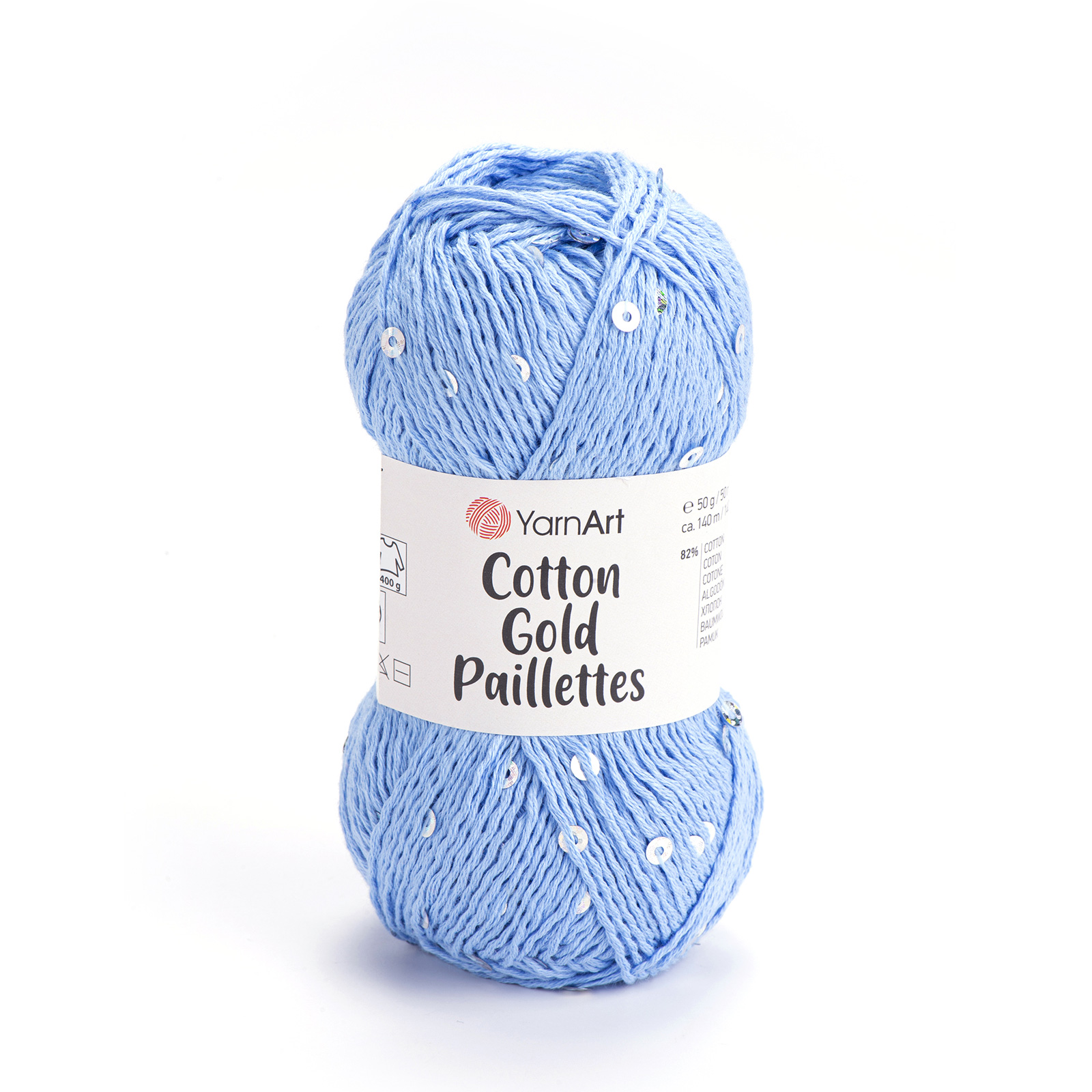 yarnart cotton gold paillettes - sky blue (7110) - 50gr (140mt) | 1pc