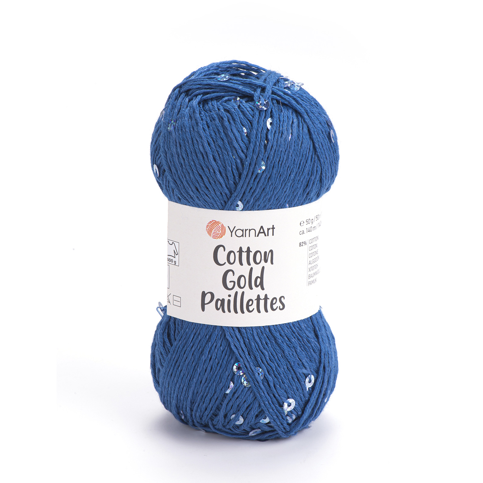 yarnart cotton gold paillettes - blue (7111) - 50gr (140mt) | 1pc