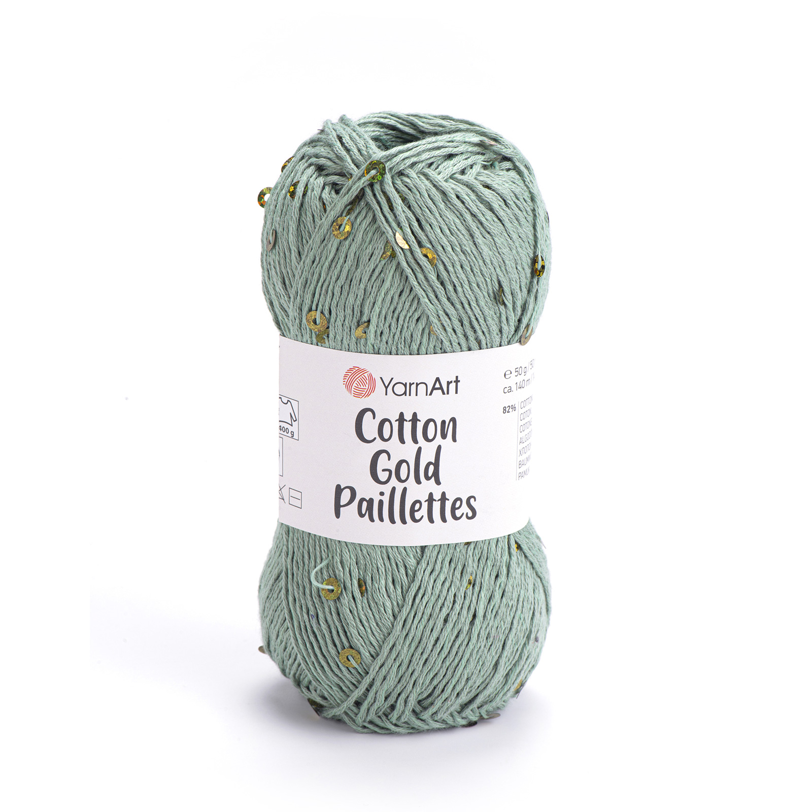 yarnart cotton gold paillettes - eucalyptus (7113) - 50gr (140mt) | 1st