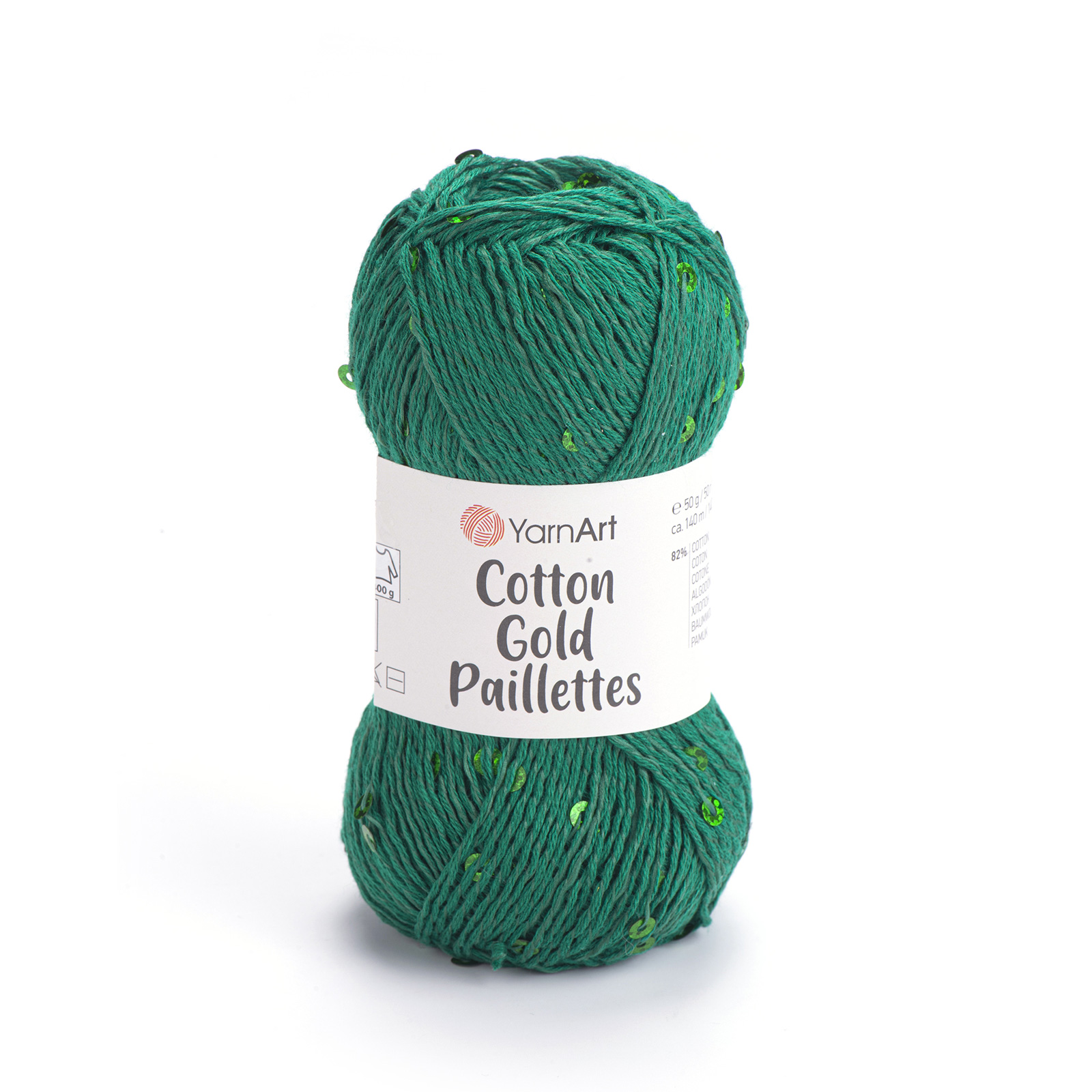 yarnart cotton gold paillettes - smaragd (7114) - 50gr (140mt) | 1st