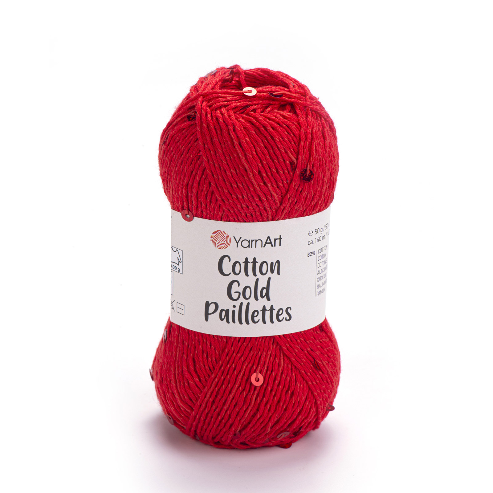 yarnart cotton gold paillettes - rot (7115) - 50gr (140mt) | 1st