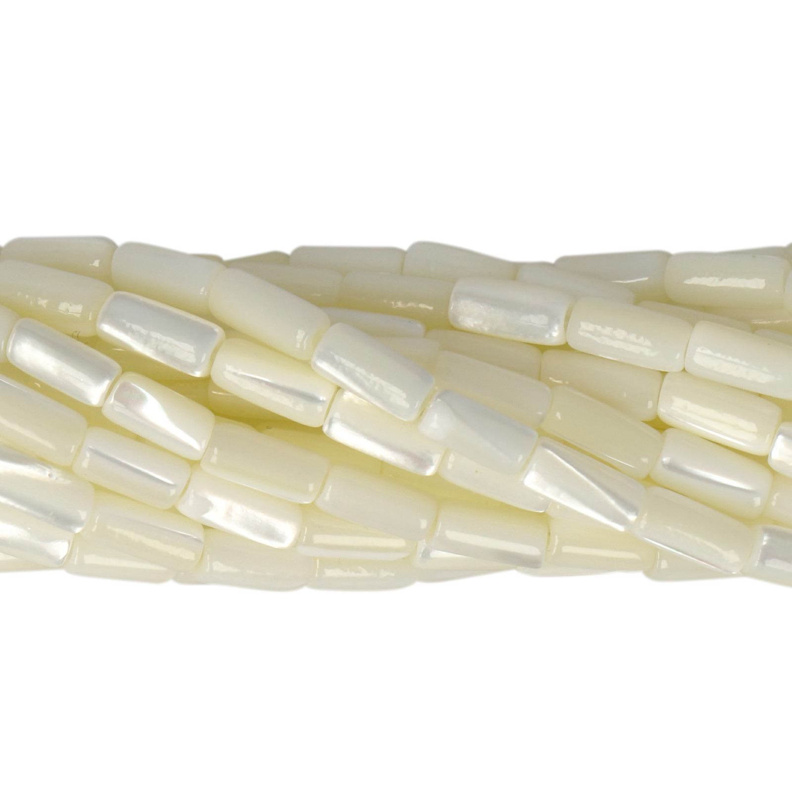 white natural mother of pearl - smooth tube 8x4mm | 16-inch strand