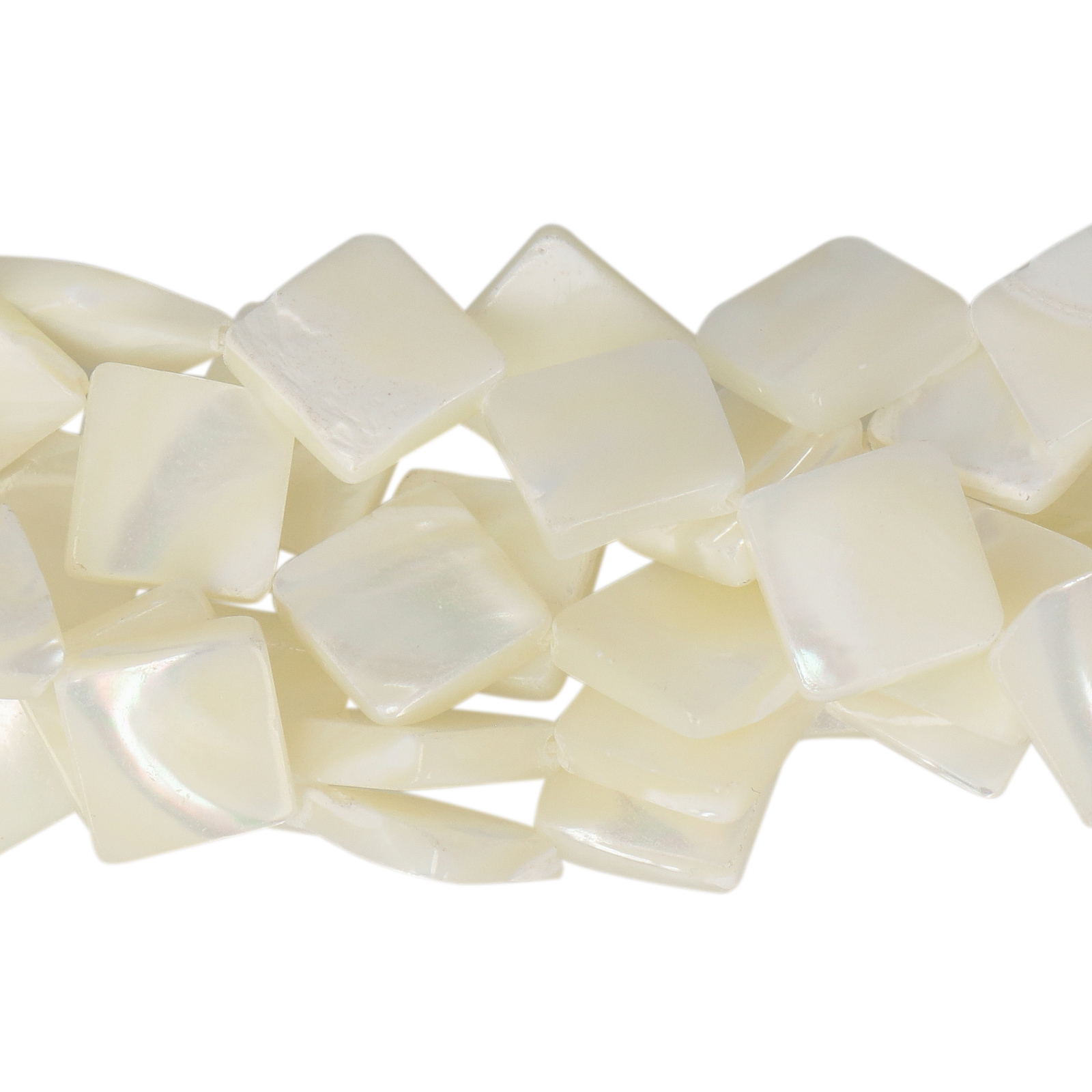white natural mother of pearl - smooth diamond 13mm | 16-inch strand