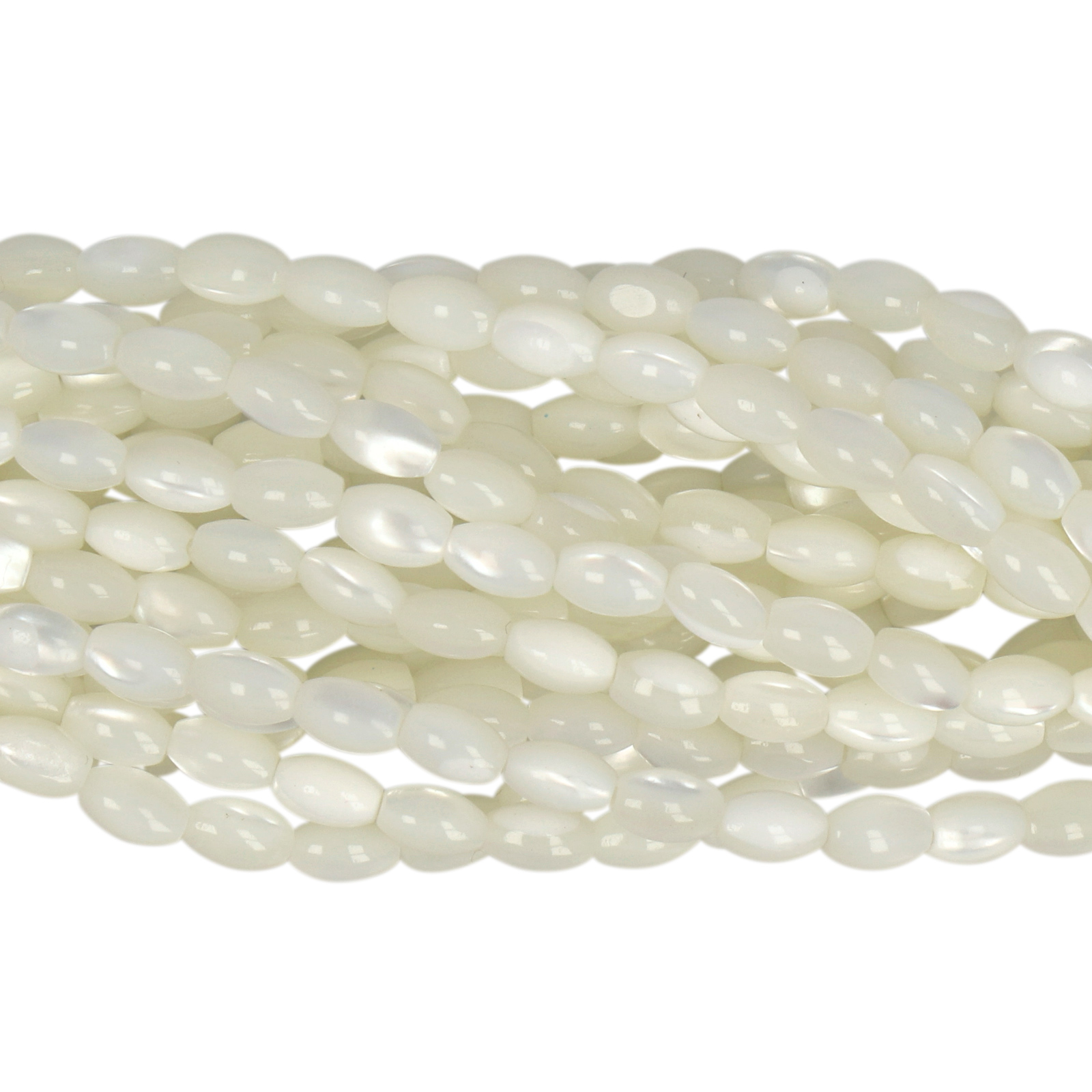 white natural mother of pearl - rice 5x3mm | 16-inch strand