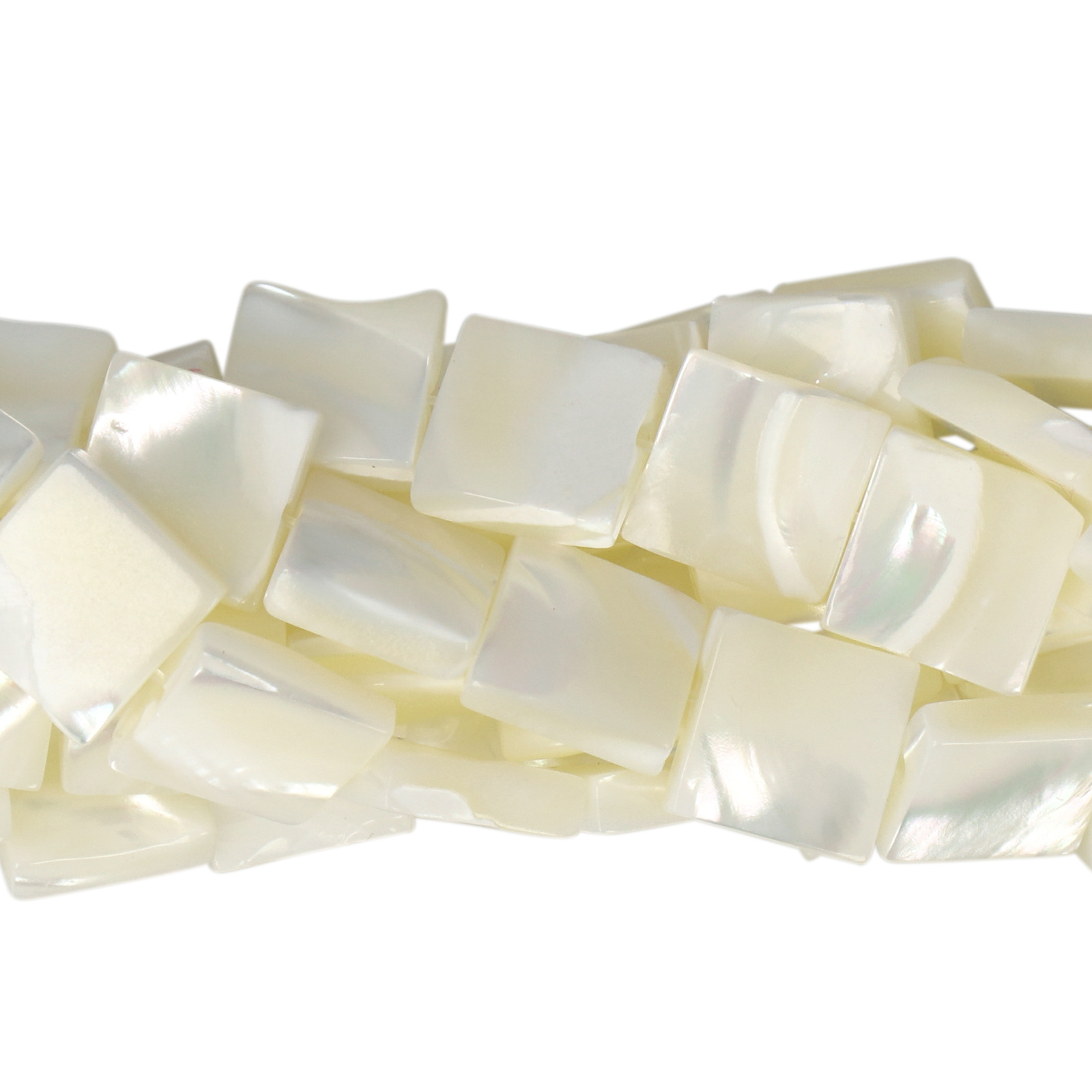 white natural mother of pearl - smooth square 10mm | 16-inch strand