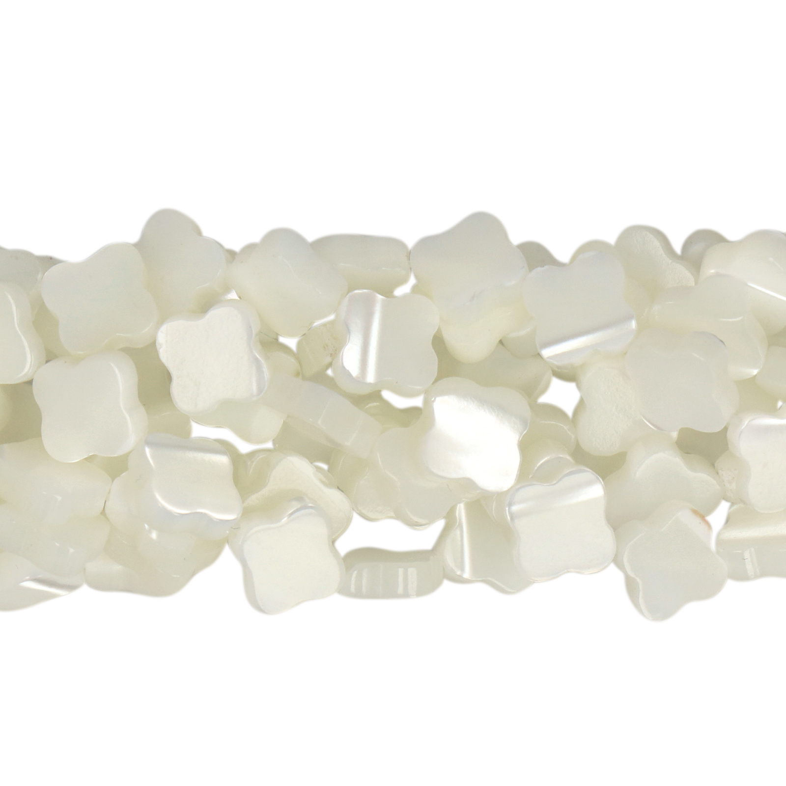 white natural mother of pearl - clover 8mm | 8pc