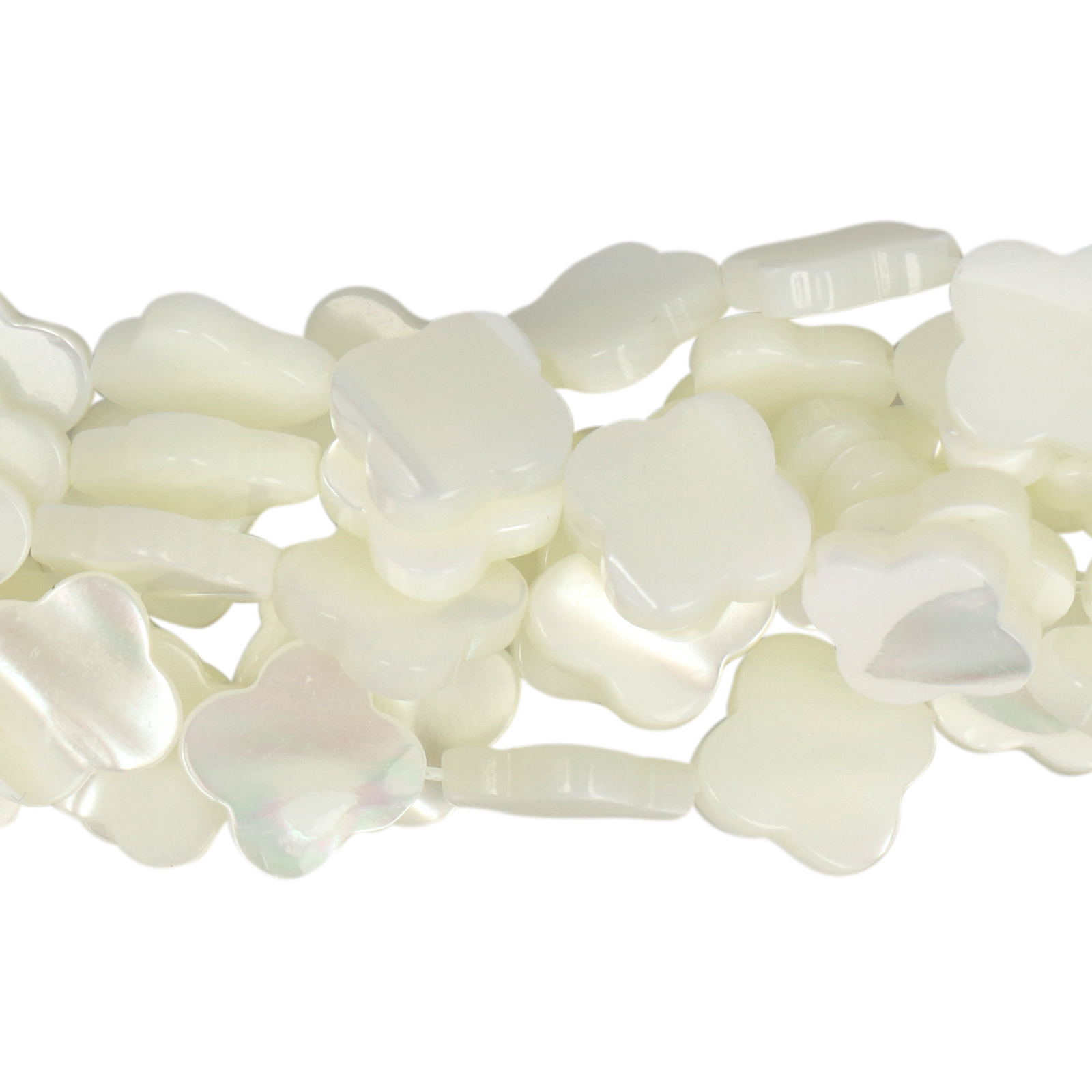 white natural mother of pearl - clover 12mm | 4pc