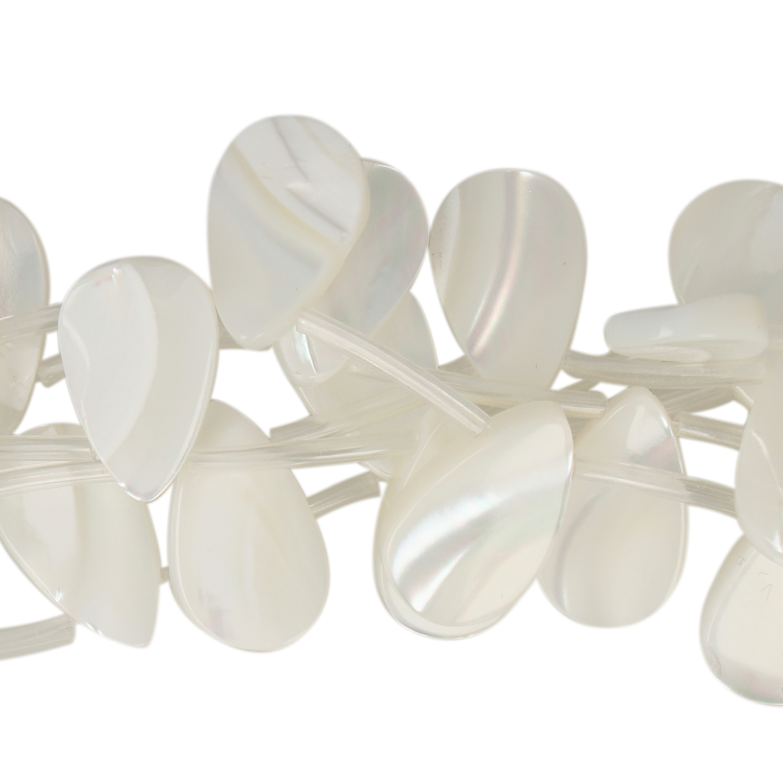 white natural mother of pearl - smooth drop 15x9mm | 2pc