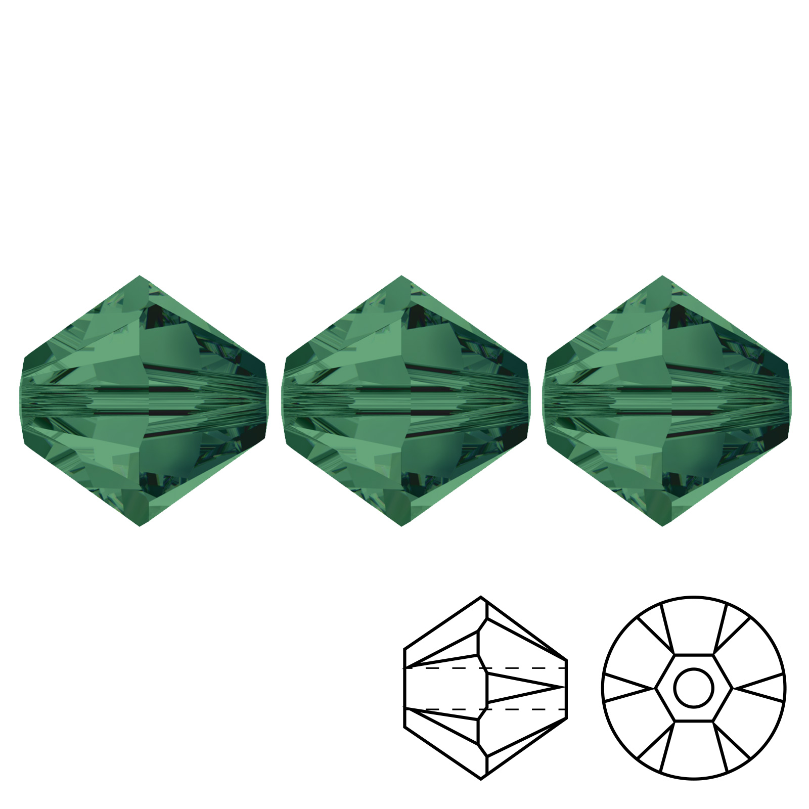 bicone (5328) emerald 3mm | 48pc