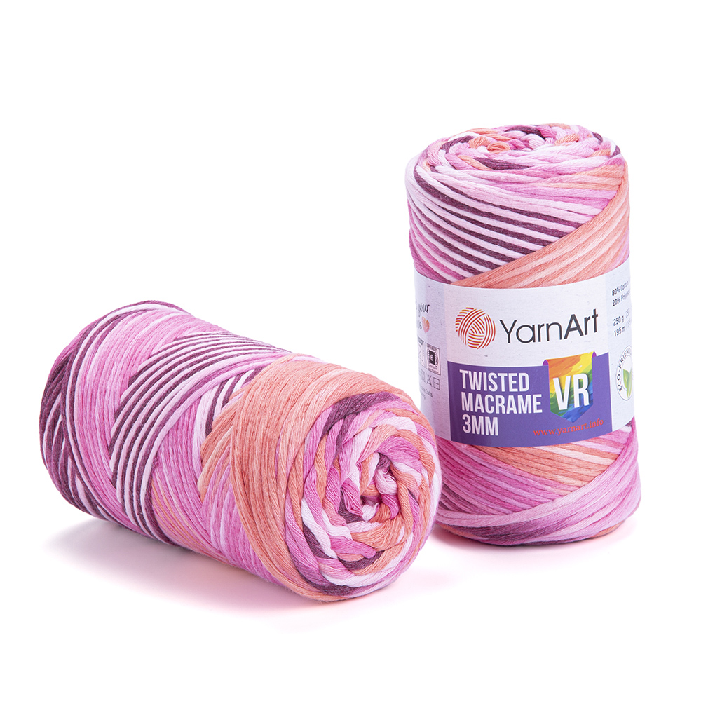 yarnart twisted macramè 3mm vr - bubbegum (911) - 250gr (195mt) | 1st