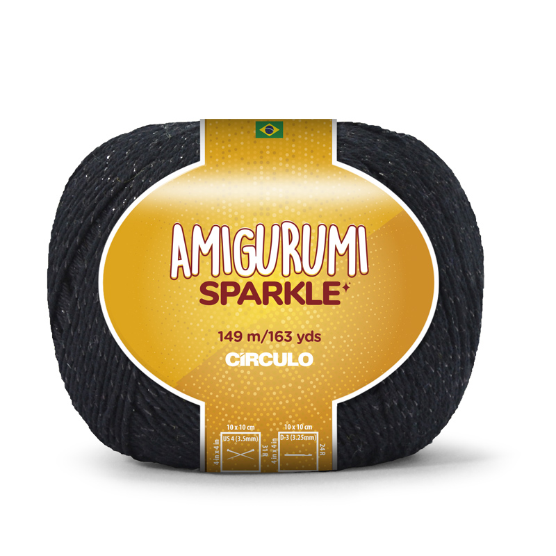 circulo amigurumi sparkle - black (8990) - 80gr (149mt) | 1pc