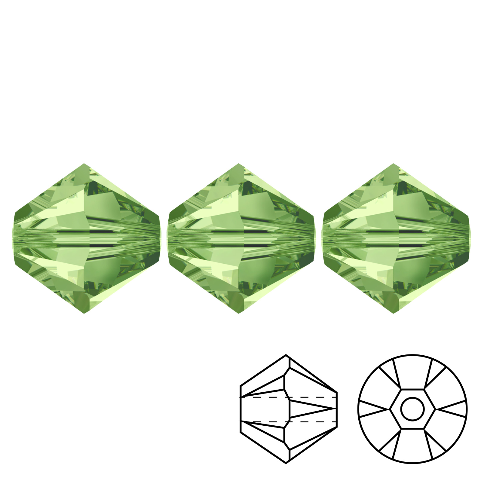 bicone (5328) peridot 3mm | 48pc