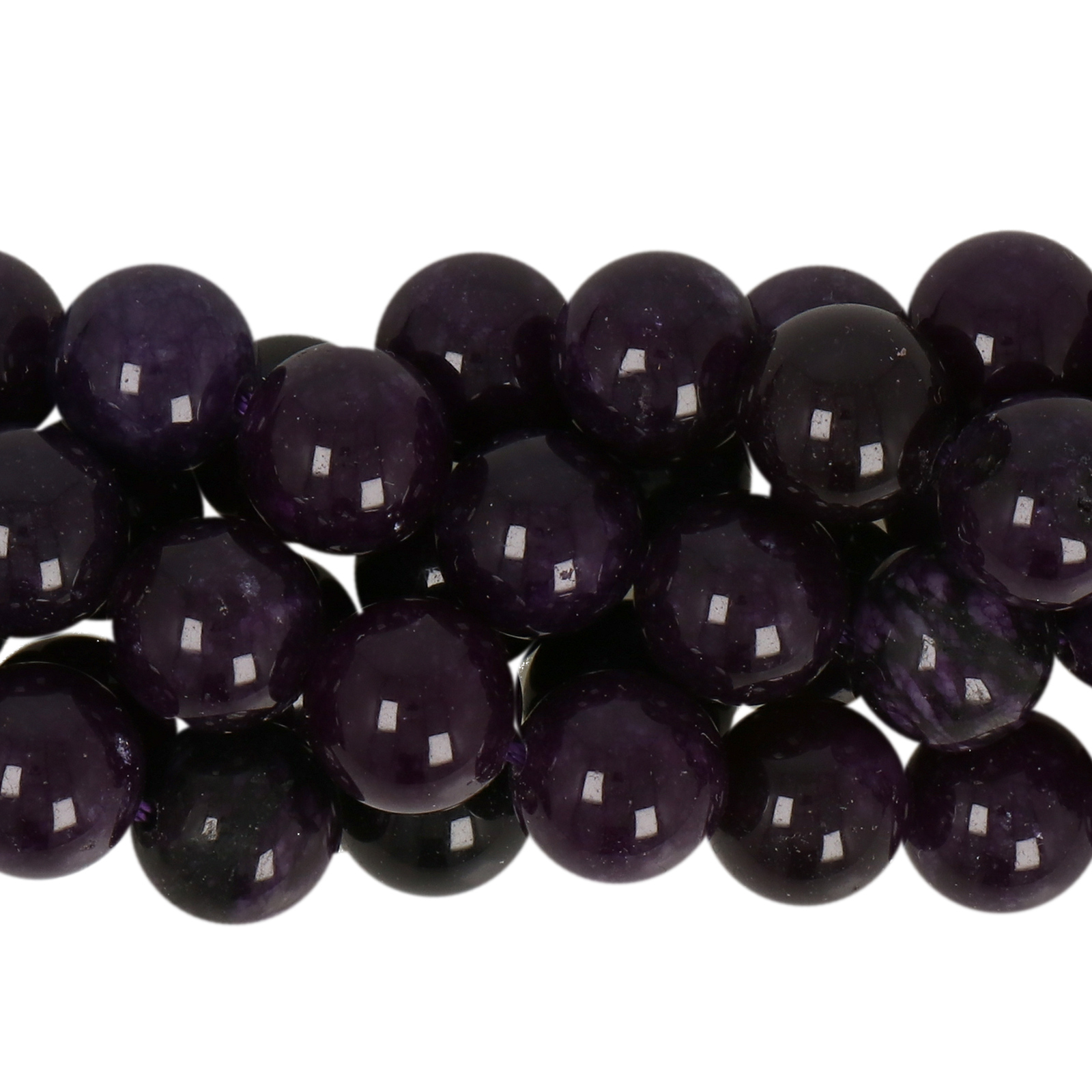 dyed jade amethyst smooth round 10mm | 15/16-inch strand