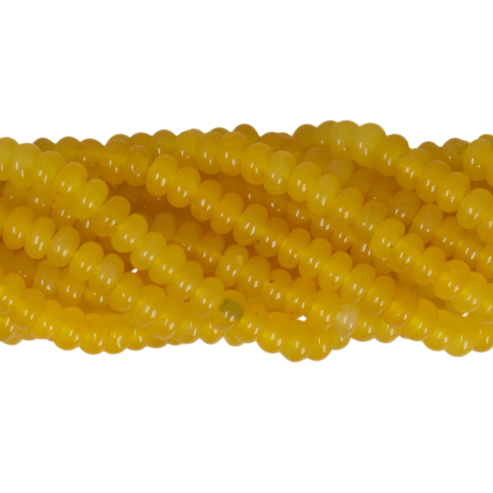 dyed jade yellow smooth roundelle 4x2mm | 15/16-inch strand