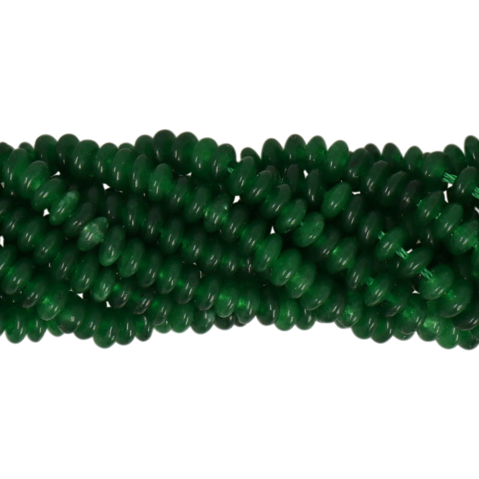 dyed jade emerald smooth roundelle 4x2mm | 15/16-inch strand