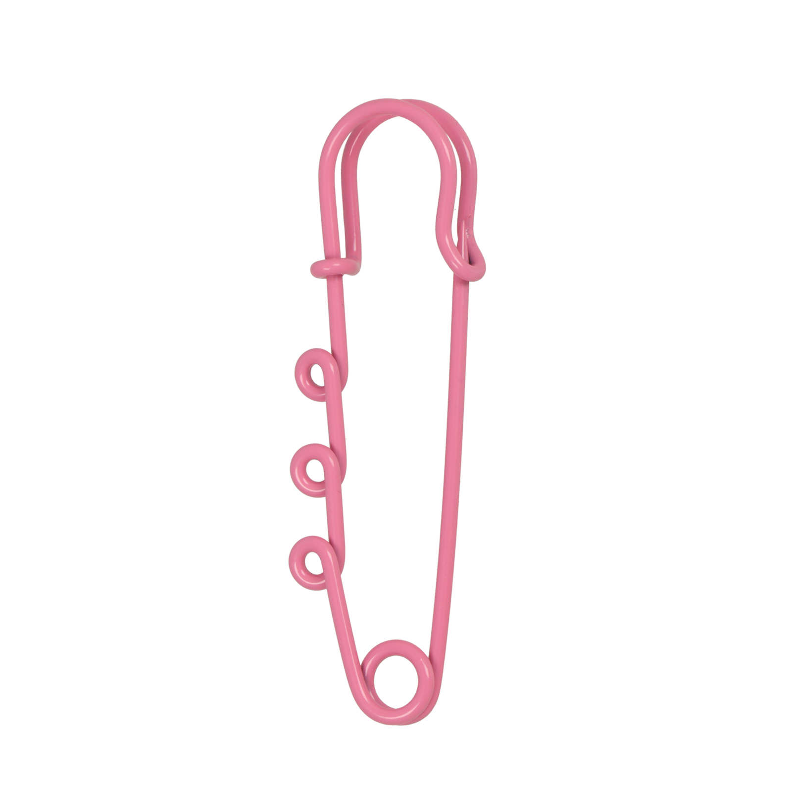 pink safety pin 3 rings - length 60mm | 4pc