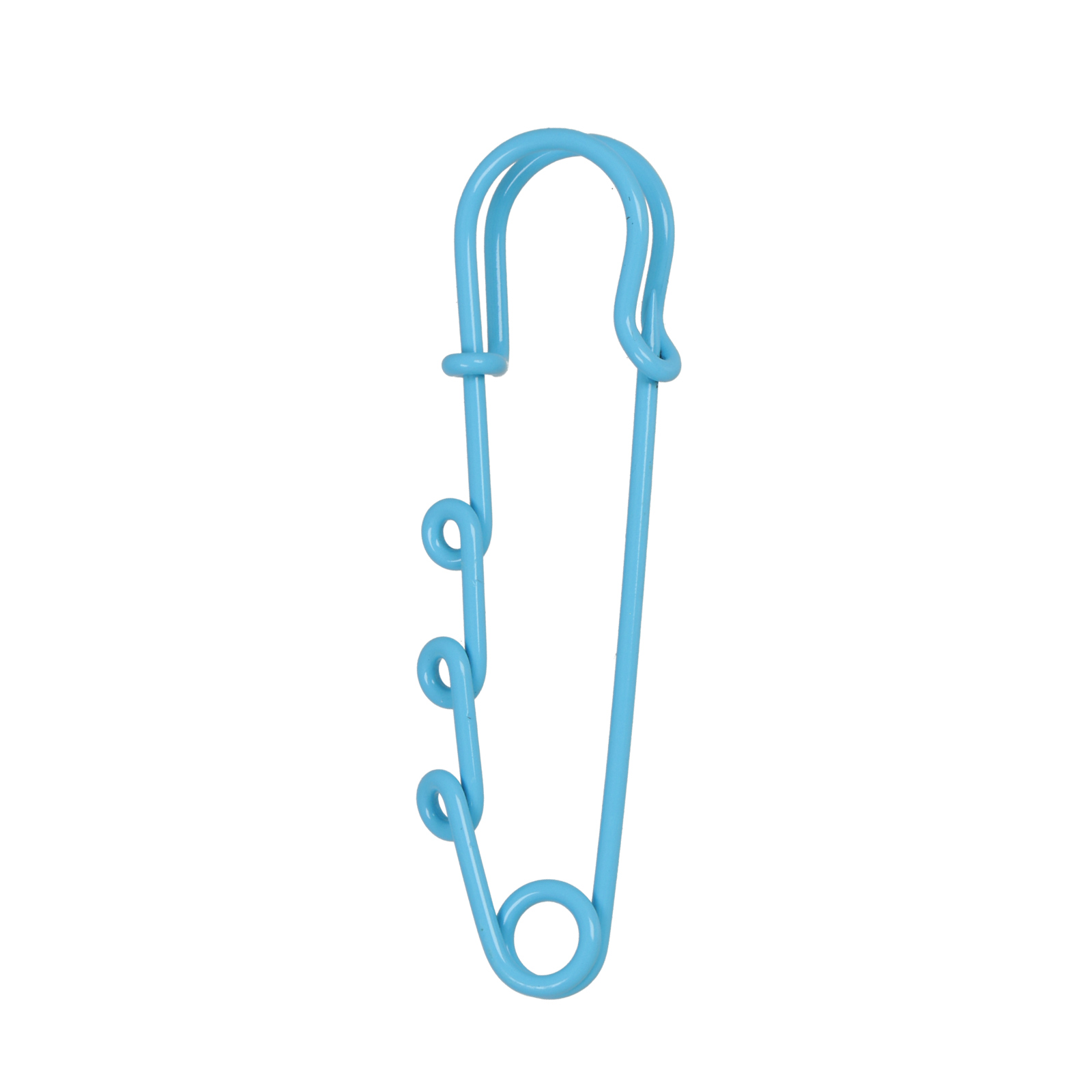 sky blue safety pin 3 rings - length 60mm | 4pc