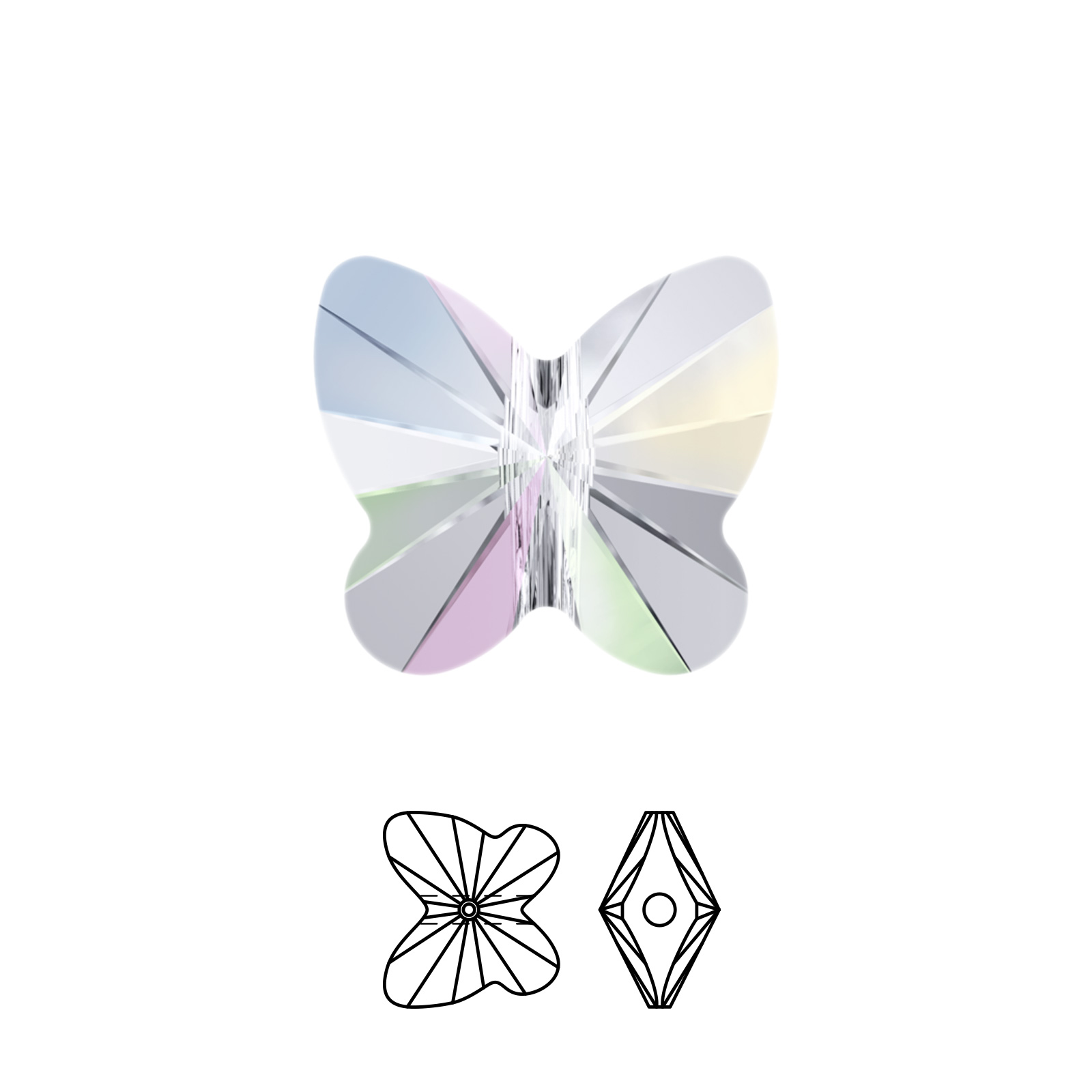 butterfly (5754) crystal ab 10mm | 2pc