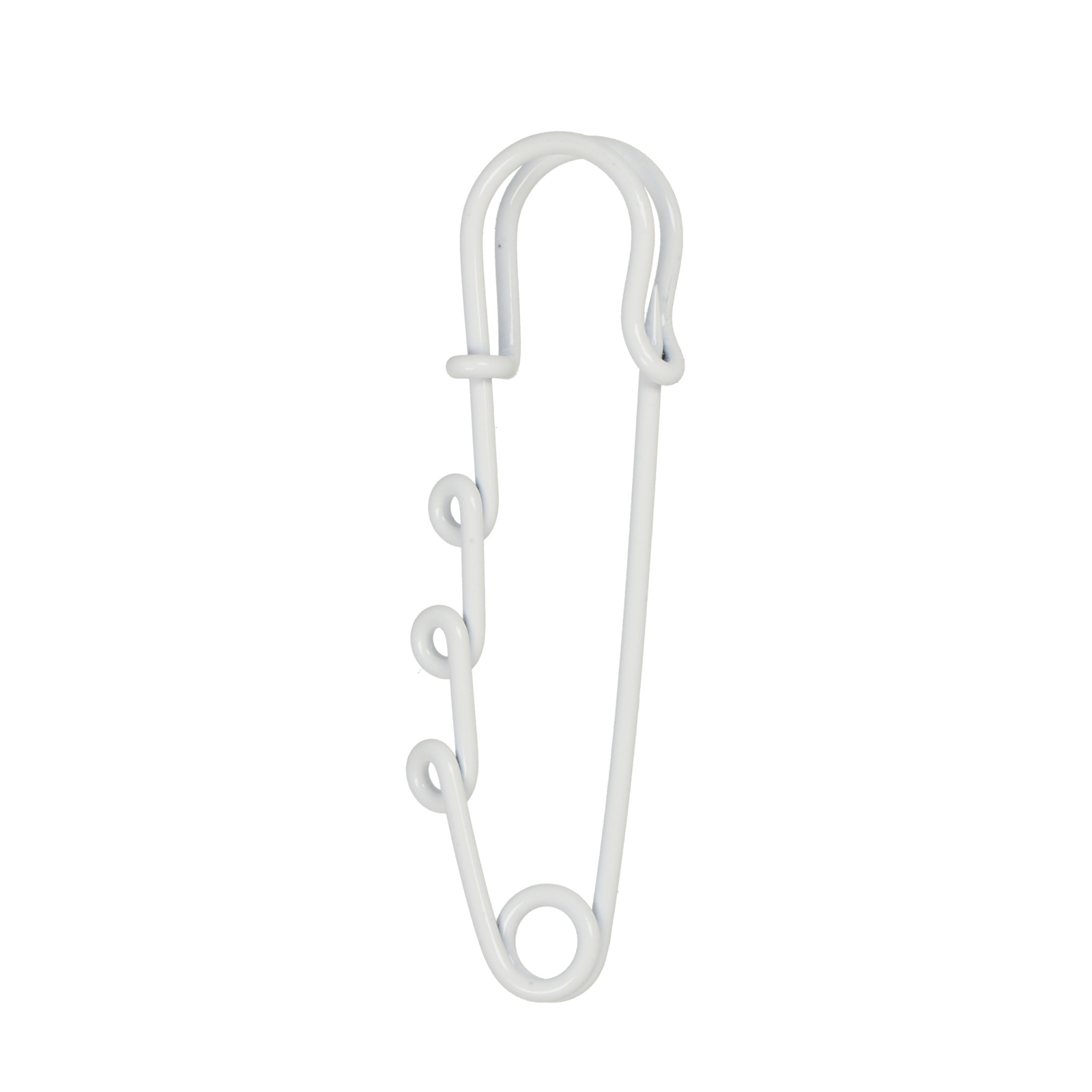 white safety pin 3 rings - length 60mm | 4pc