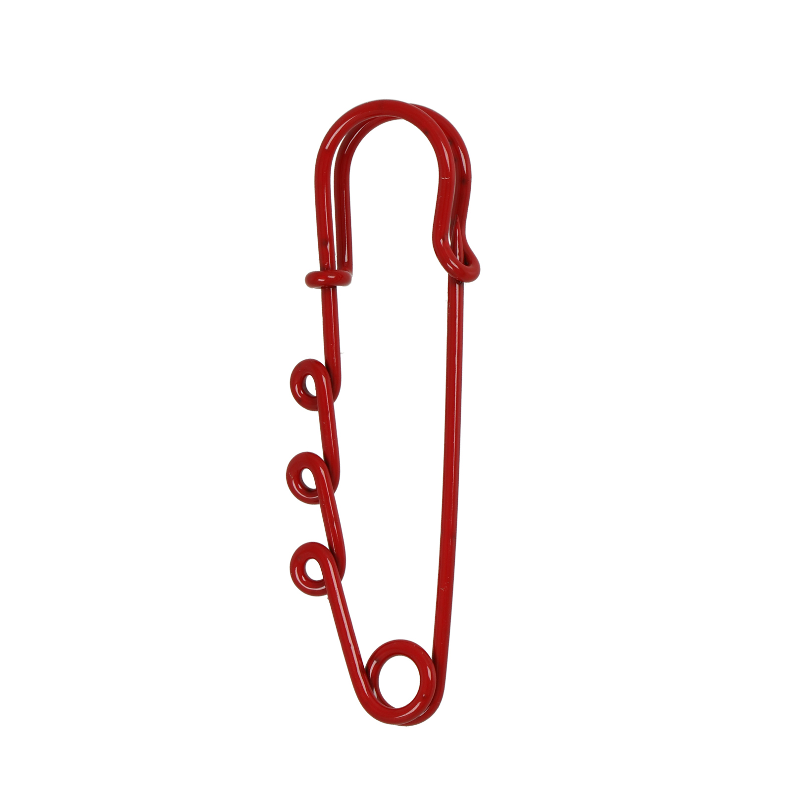red safety pin 3 rings - length 60mm | 4pc