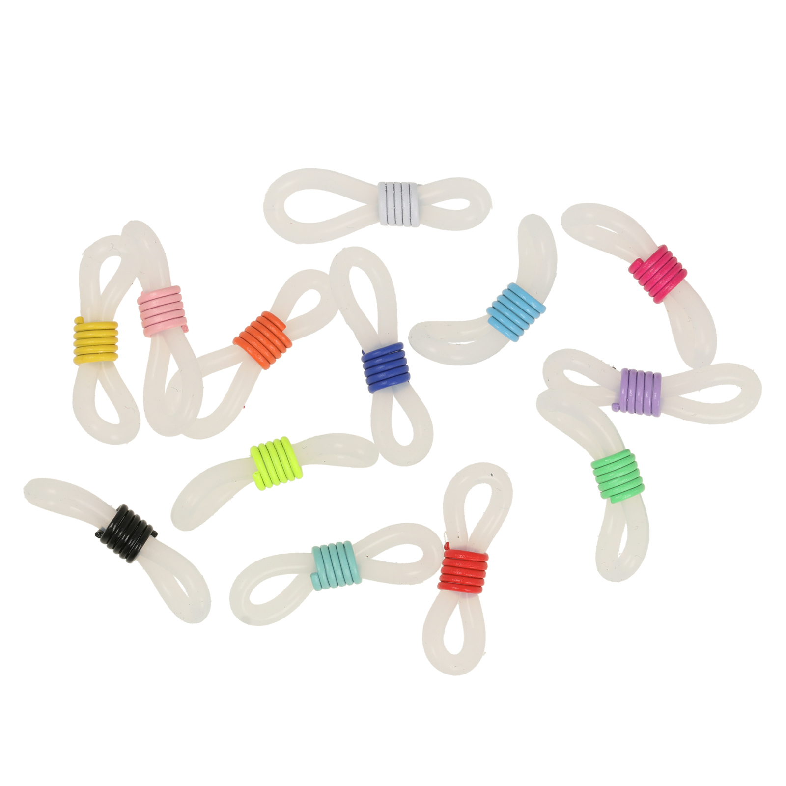 white silicon eye glass end with colorful spiral | 20pc