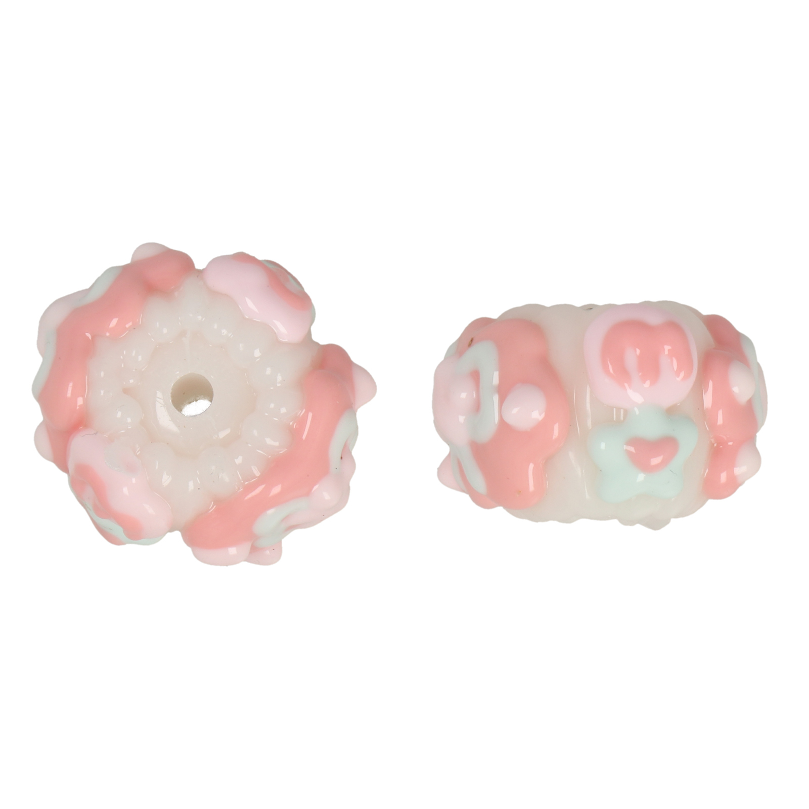 toffee acryl beads - pink/white cake 24x16mm | 2pc