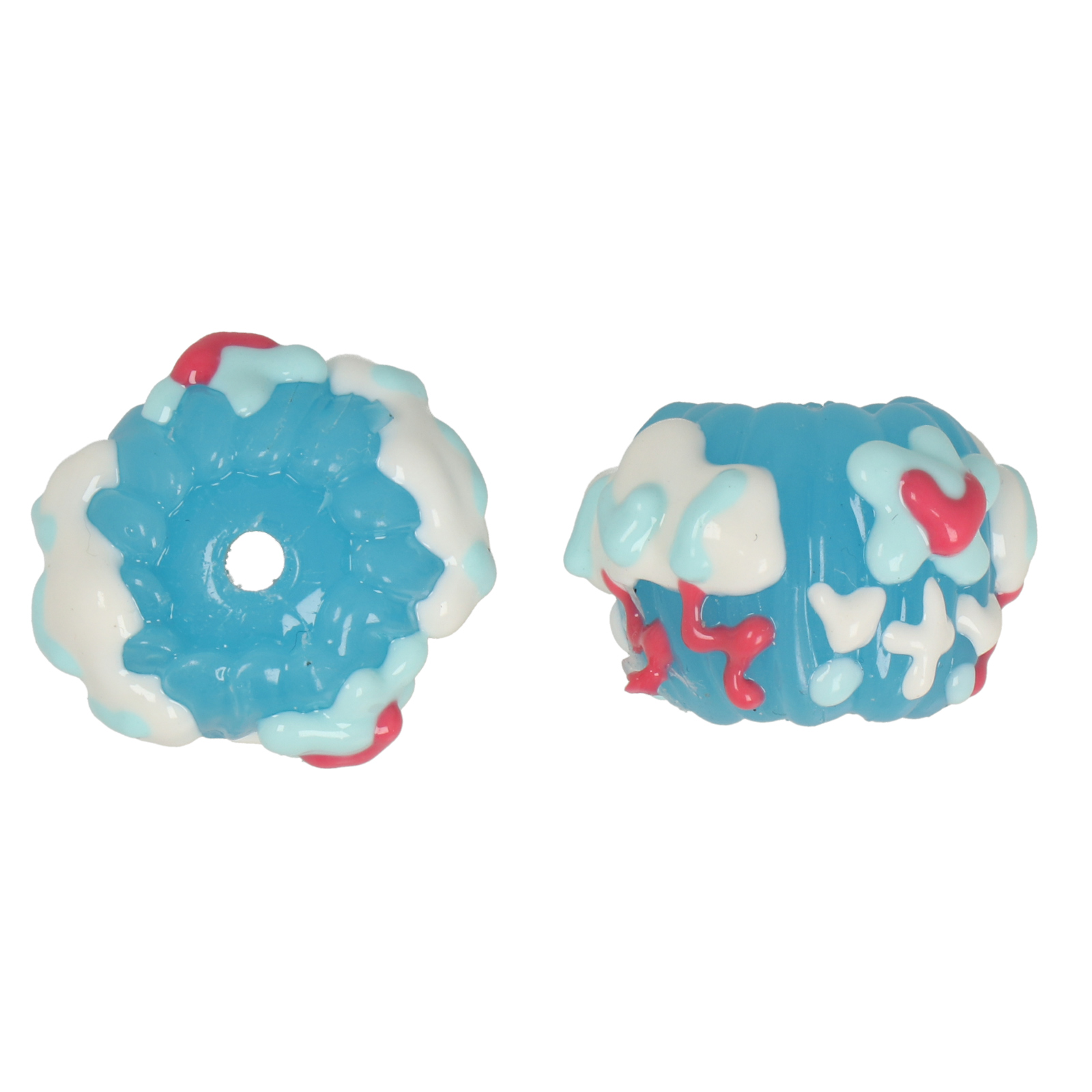 toffee acryl beads - sky blue/white cake 24x16mm | 2pc
