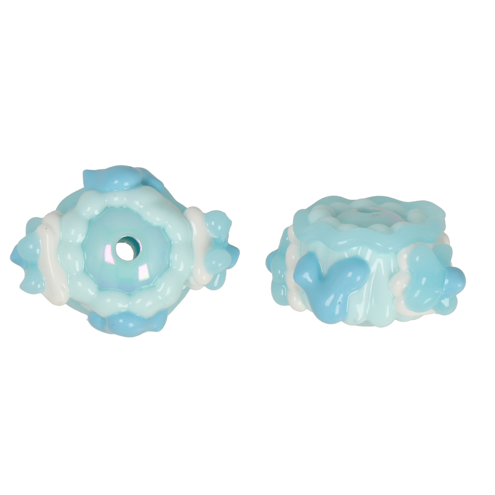 toffee acryl beads - sky blue/white cake 22x15mm | 2pc