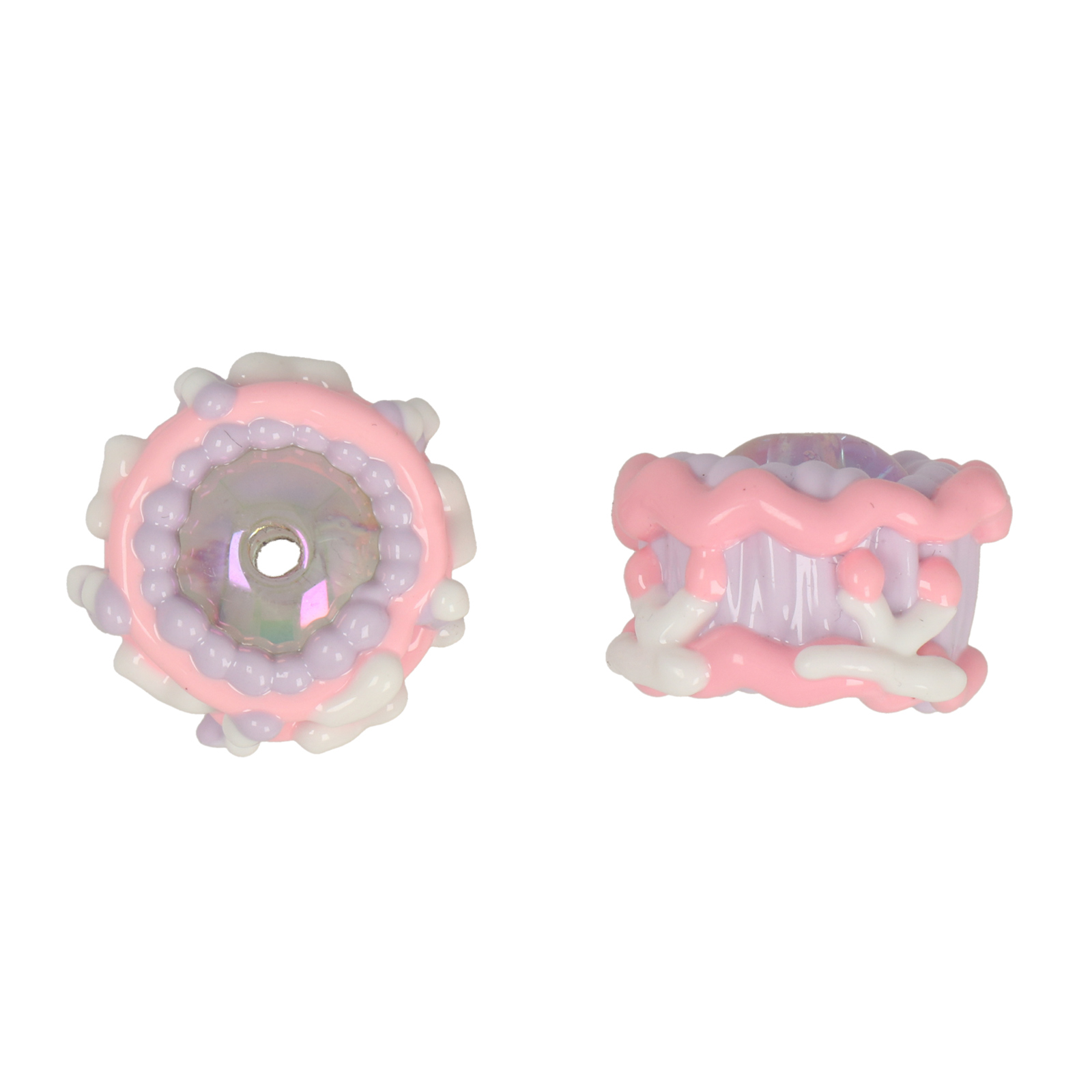 toffee acryl beads - lavender/pink cake 20x15mm | 2pc